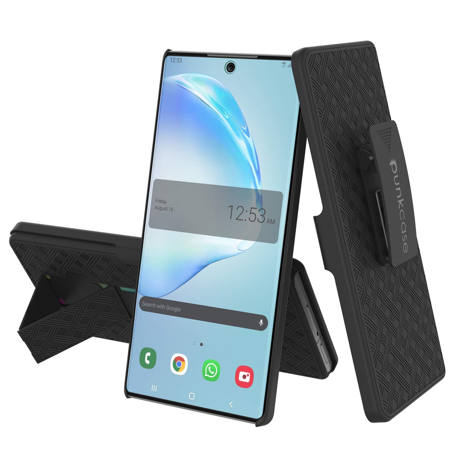 Capa PunkCase Galaxy Note 10+ Plus com protetor de tela, clipe de cinto e suporte embutido [preto]
