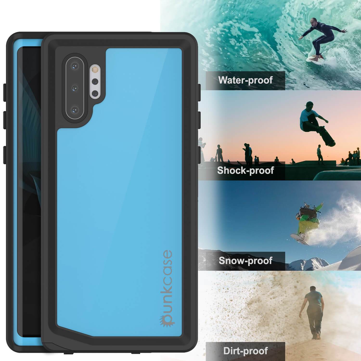 Capa à prova d'água para Galaxy Note 10+ Plus, Capinha fina Punkcase Studstar Light Blue Thin Armor