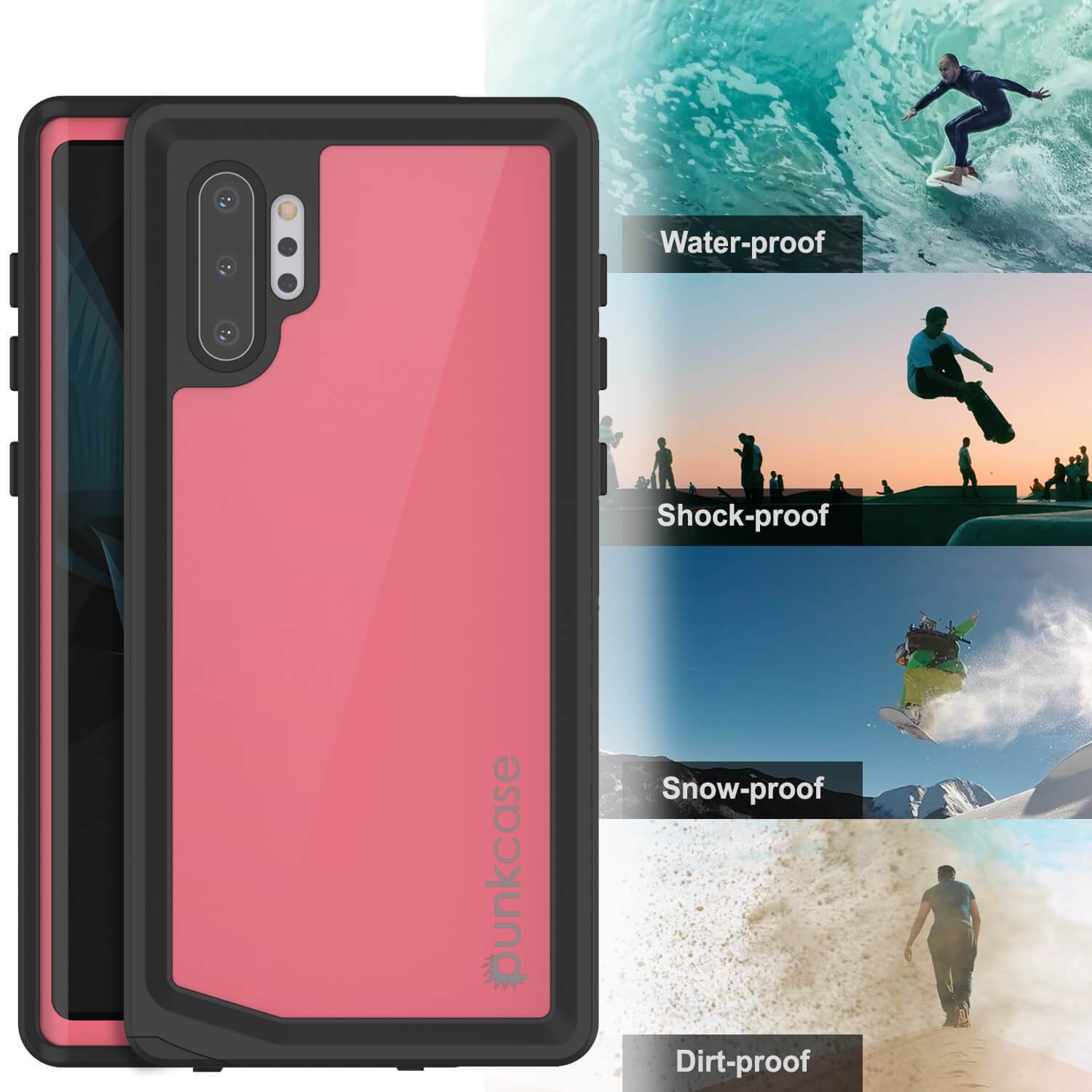 Capa à Prova d'Água Galaxy Note 10+ Plus, Punkcase Studstar Rosa Cobertura Fina de Armadura