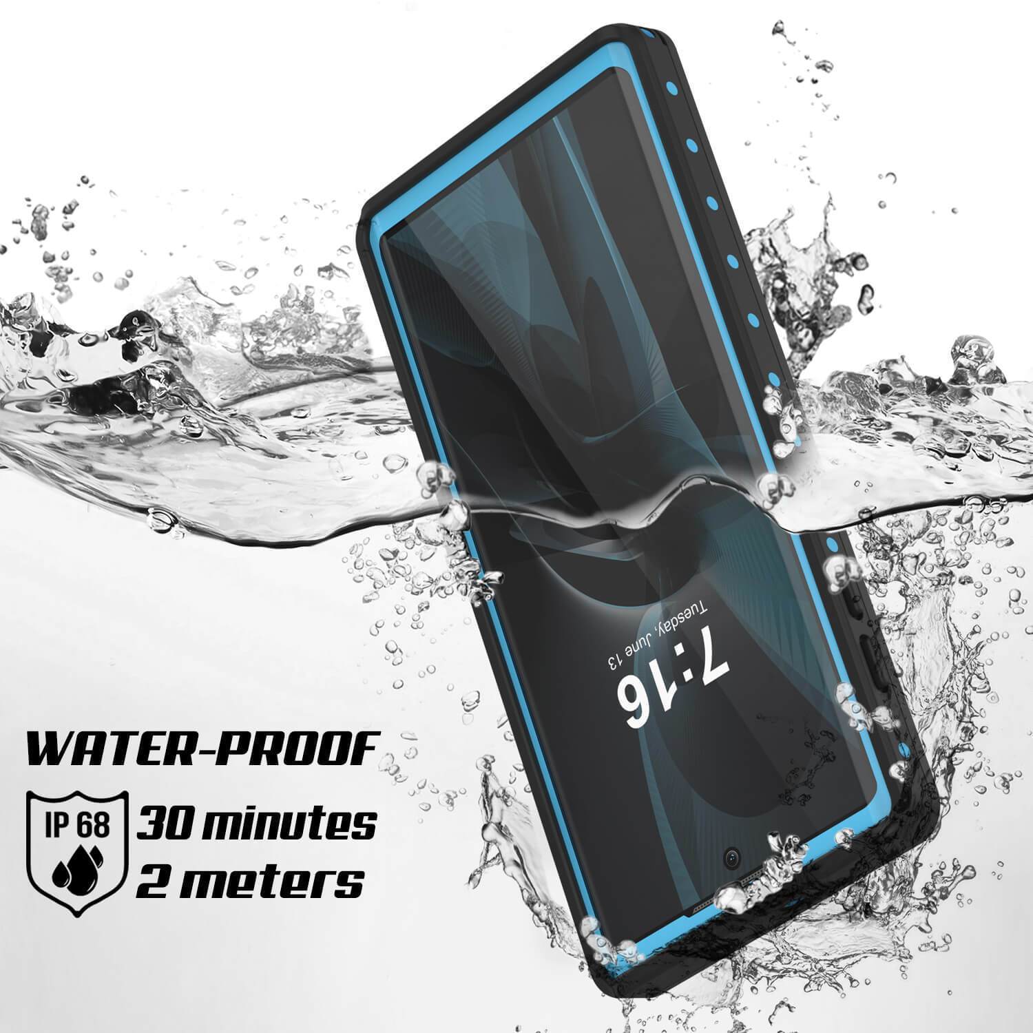 Capa à prova d'água para Galaxy Note 10+ Plus, Capinha fina Punkcase Studstar Light Blue Thin Armor
