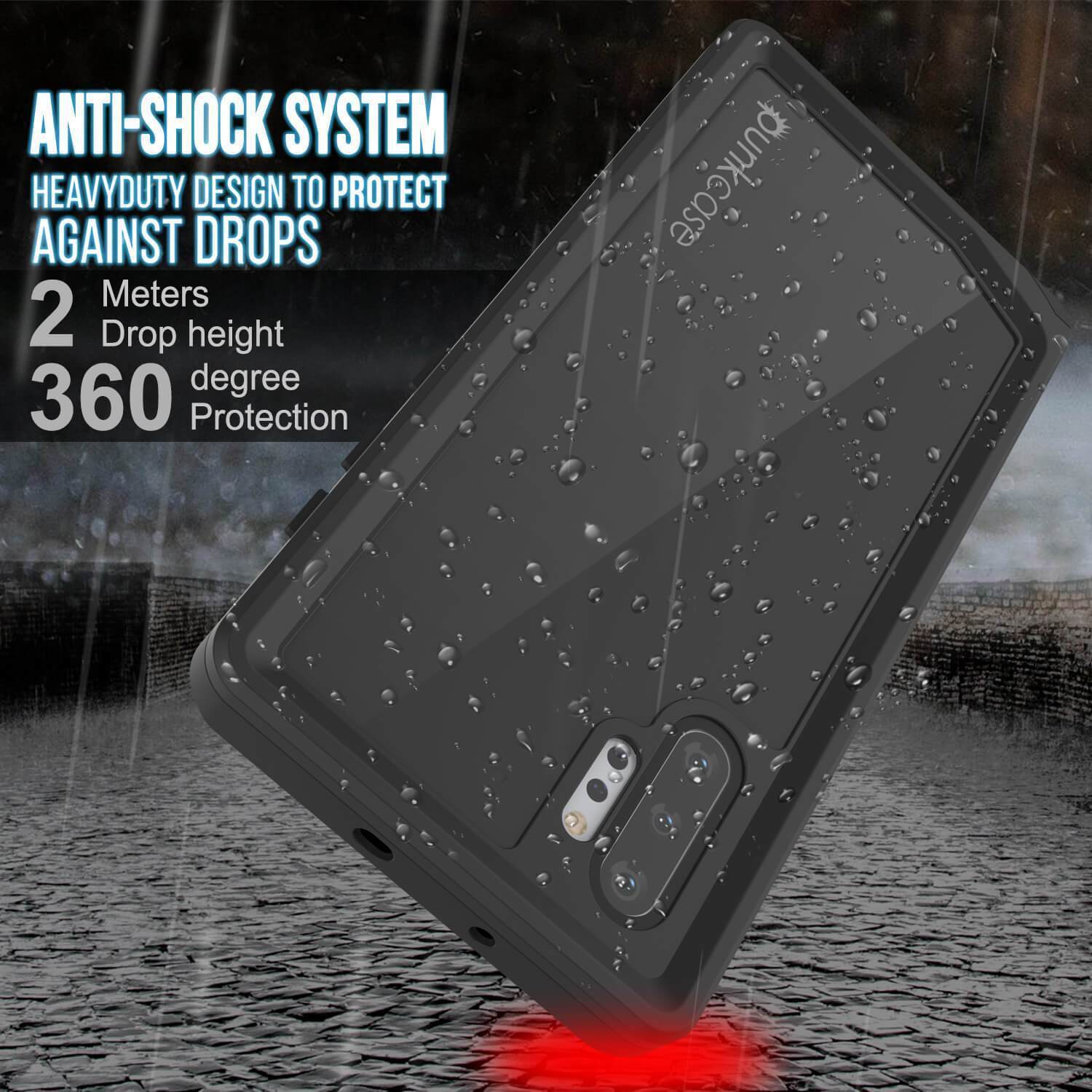 Capa à prova d'água Galaxy Note 10+ Plus, Capa fina Punkcase Studstar Black Thin Armor.