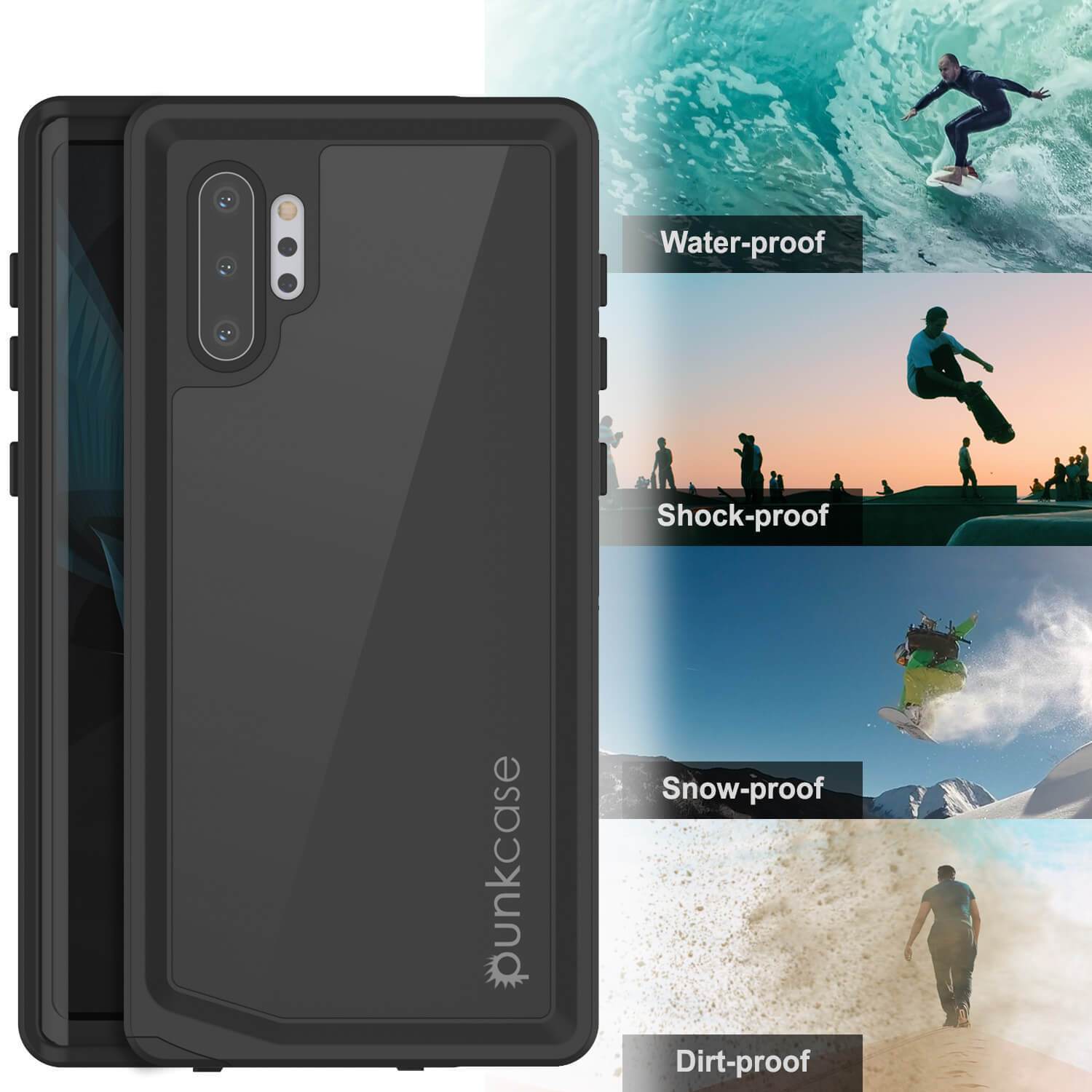 Capa à prova d'água Galaxy Note 10+ Plus, Capa fina Punkcase Studstar Black Thin Armor.