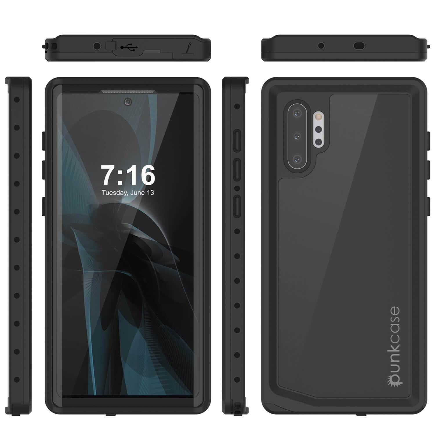 Capa à prova d'água Galaxy Note 10+ Plus, Capa fina Punkcase Studstar Black Thin Armor.