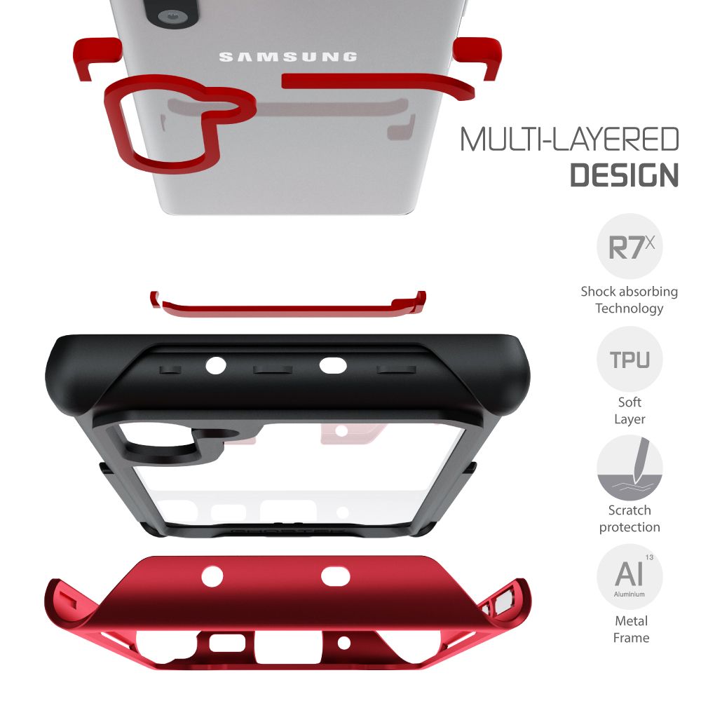 ATOMIC SLIM 3 para Galaxy Note 10 - Capa de Alumínio de Grau Militar [Vermelho]