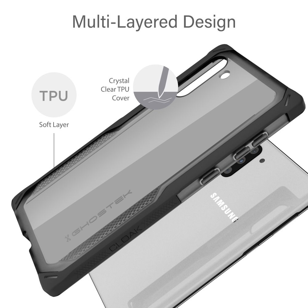 CLOAK 4 para Galaxy Note 10+ Plus Capa Híbrida à Prova de Choque [Preto]