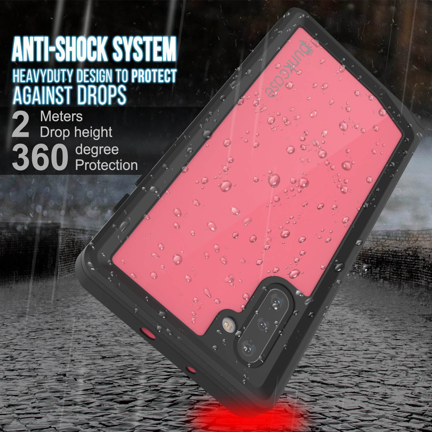 Estojo à prova d'água Galaxy Note 10, capa fina de armadura rosa Punkcase Studstar