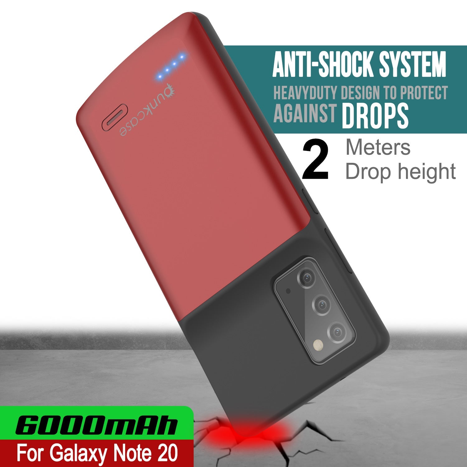Capa Fina Carregador de Bateria 6000mAH para Galaxy Note 20 [Vermelho]