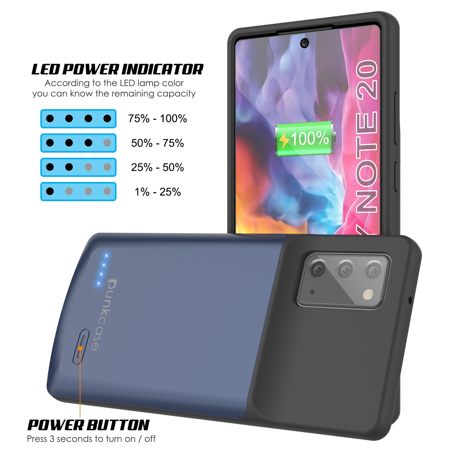 Capa fina carregadora de bateria Galaxy Note 20 6000mAh [Azul]