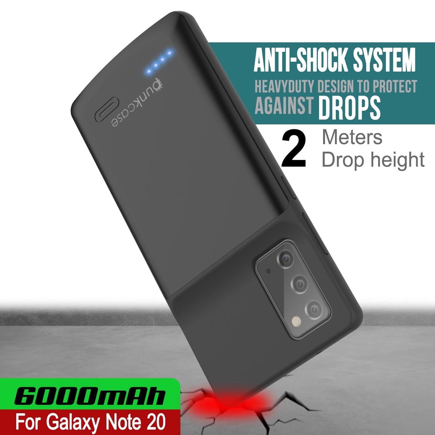 Carregador de bateria 6000mAH para Galaxy Note 20 Estojo Slim [Preto]
