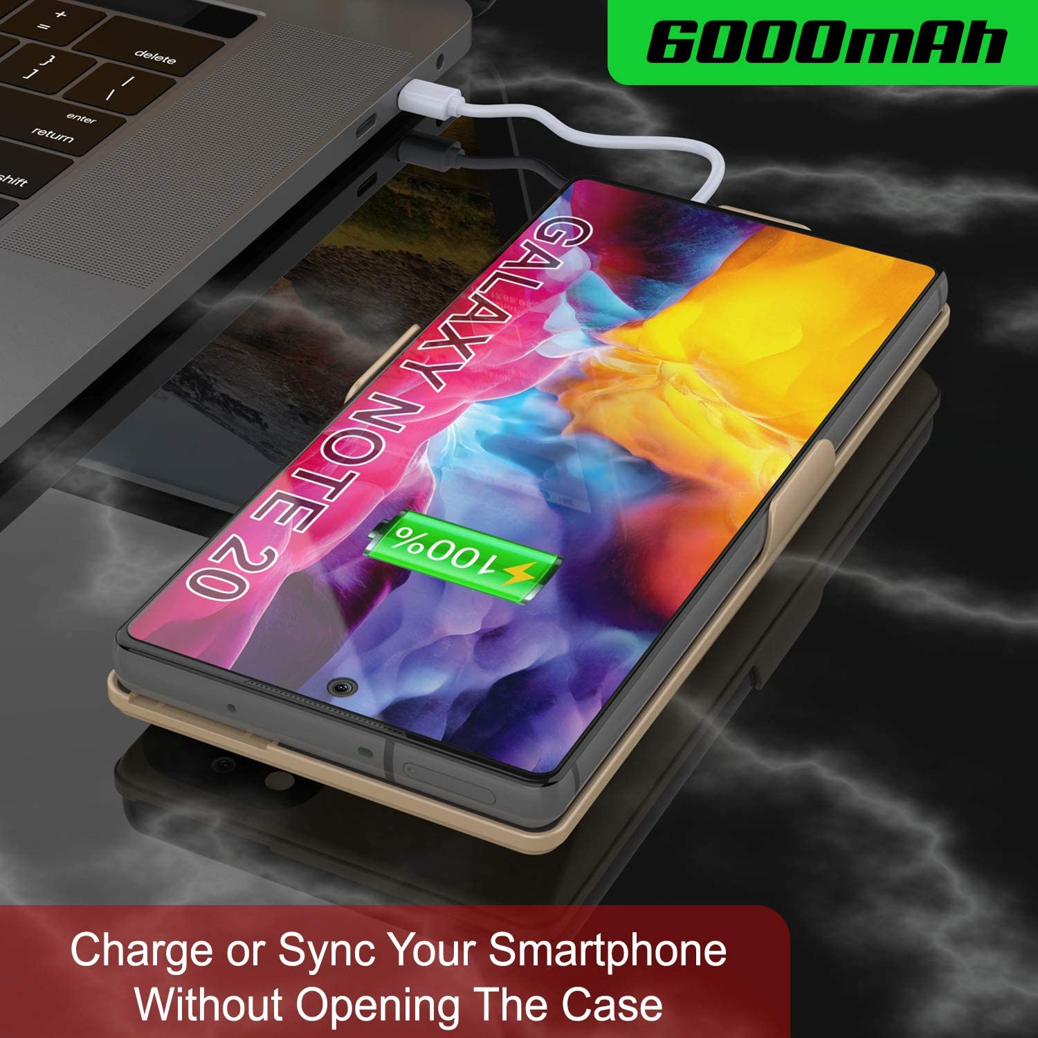 Carregador de bateria Galaxy Note 20 6000mAH PunkJuice 2.0 Capa Slim [Dourado]