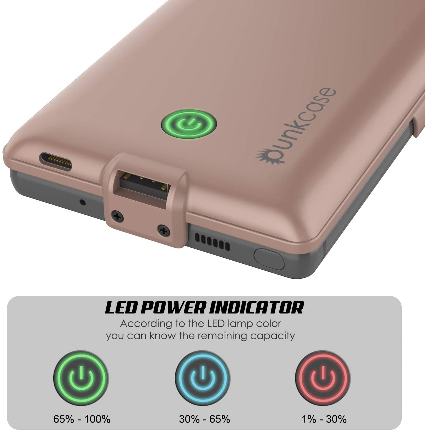 Carregador de bateria Galaxy Note 20 6000mAH PunkJuice 2.0 Slim Case [Rose-Gold]