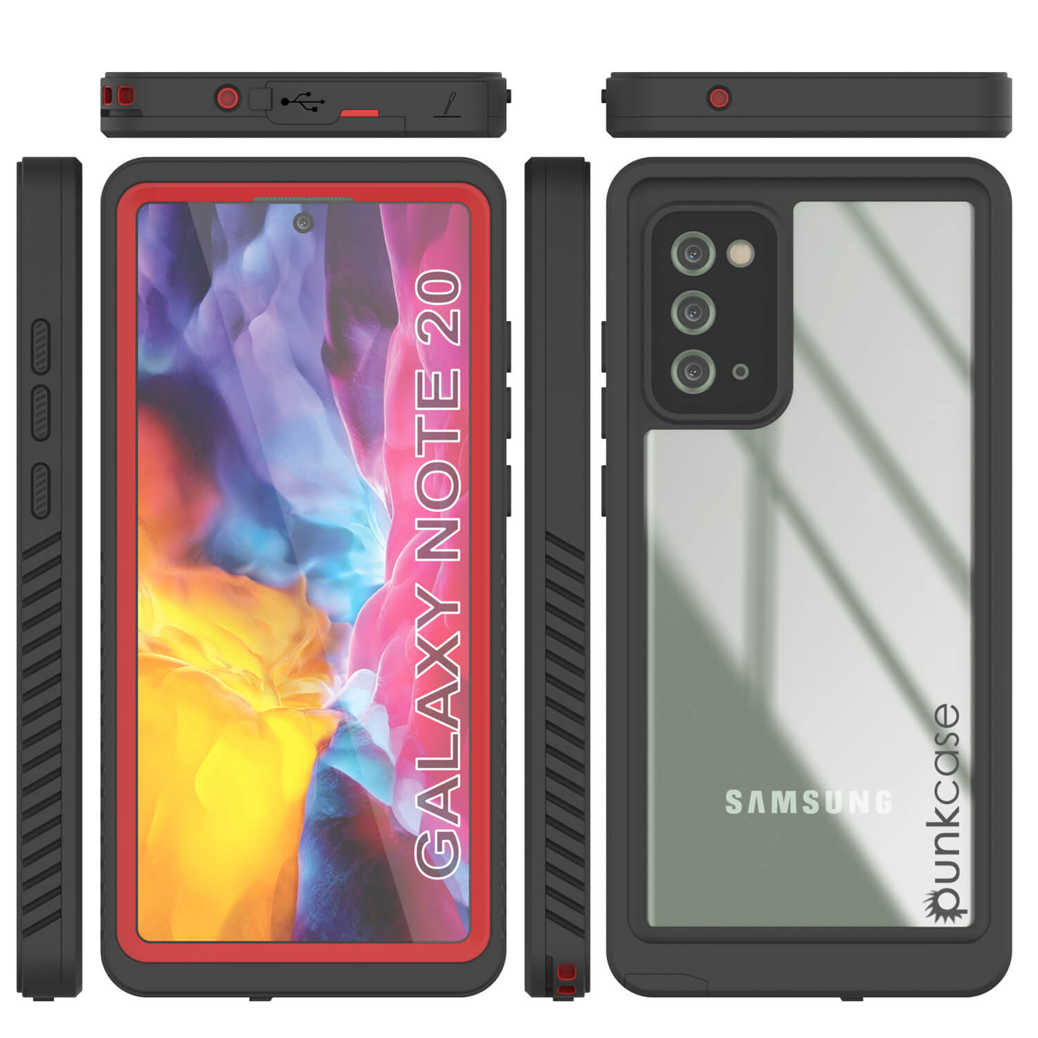 Capa para Galaxy Note 20, Punkcase [Série Extreme] Capa de Armadura com Protetor de Tela Integrado [Vermelho]