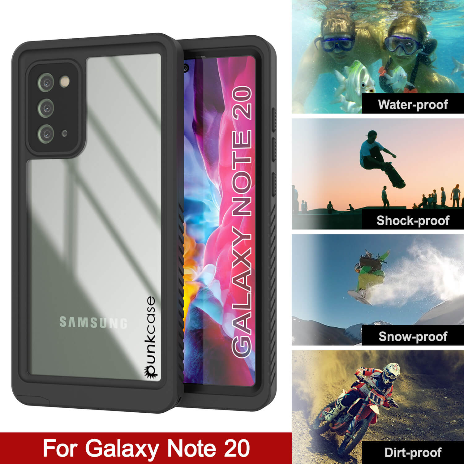 Capa Galaxy Note 20, Punkcase [Série Extrema] Capa de armadura com protetor de tela embutido [Preto]