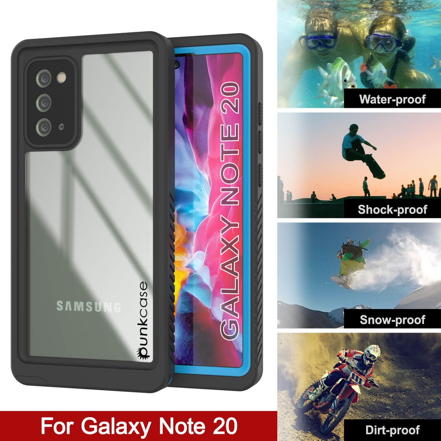 Capa Galaxy Note 20, Punkcase [Série Extrema] Capa de Armadura com Protetor de Tela Embutido [Azul Claro]