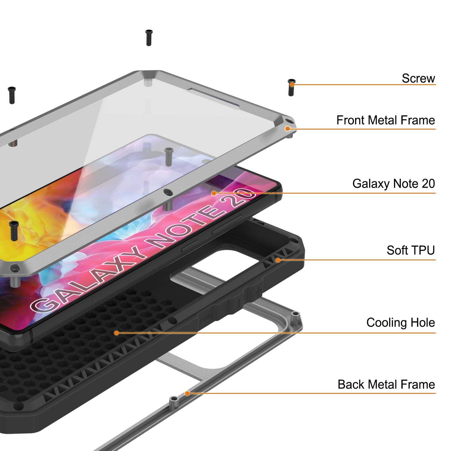 Capa Galaxy Note 20, Capa de Armadura Metálica Slim à Prova de Choque PUNKcase Prateada [Prata]