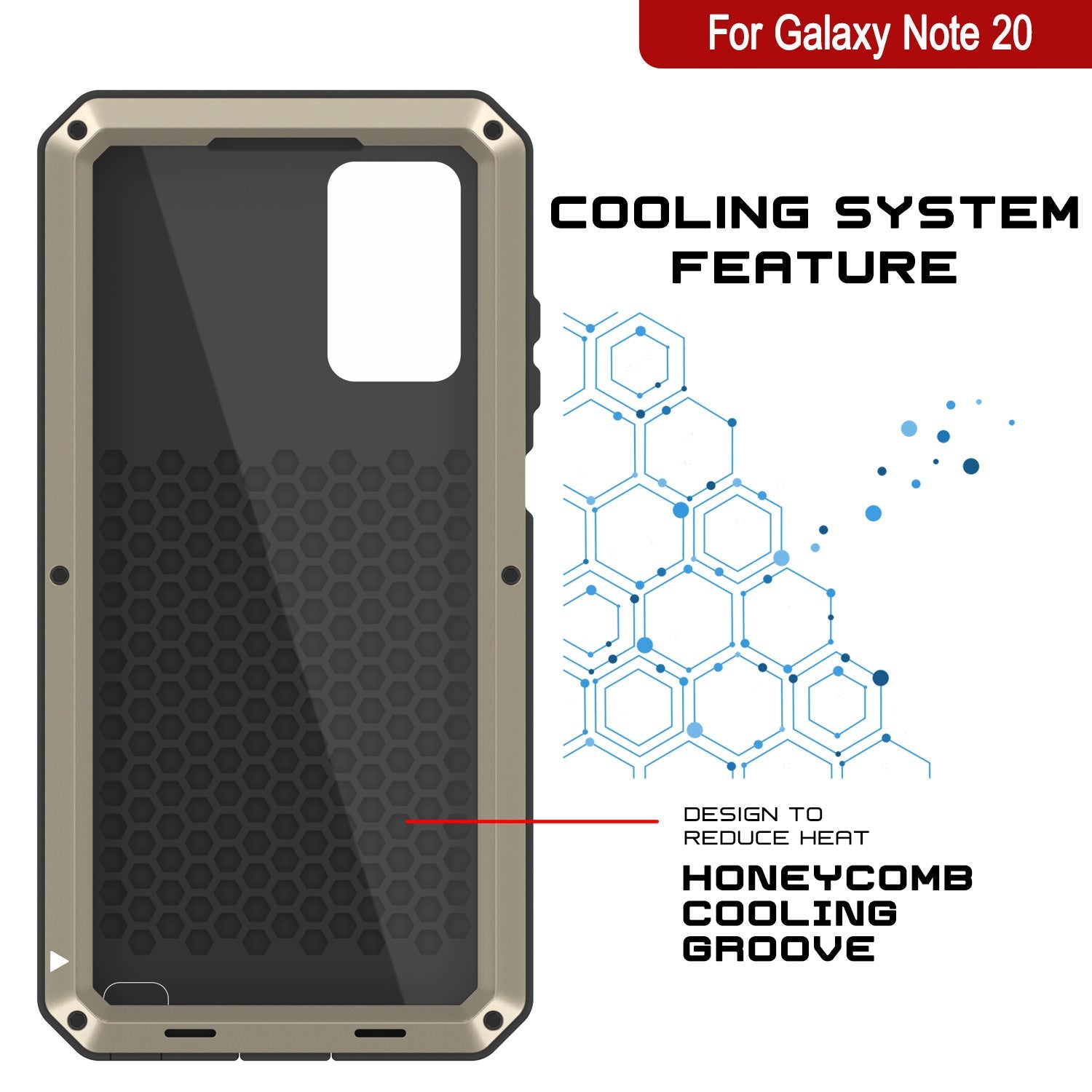 Capa Galaxy Note 20, Capa Metálica À Prova de Choque PUNKcase Slim Metal Armor [Ouro]