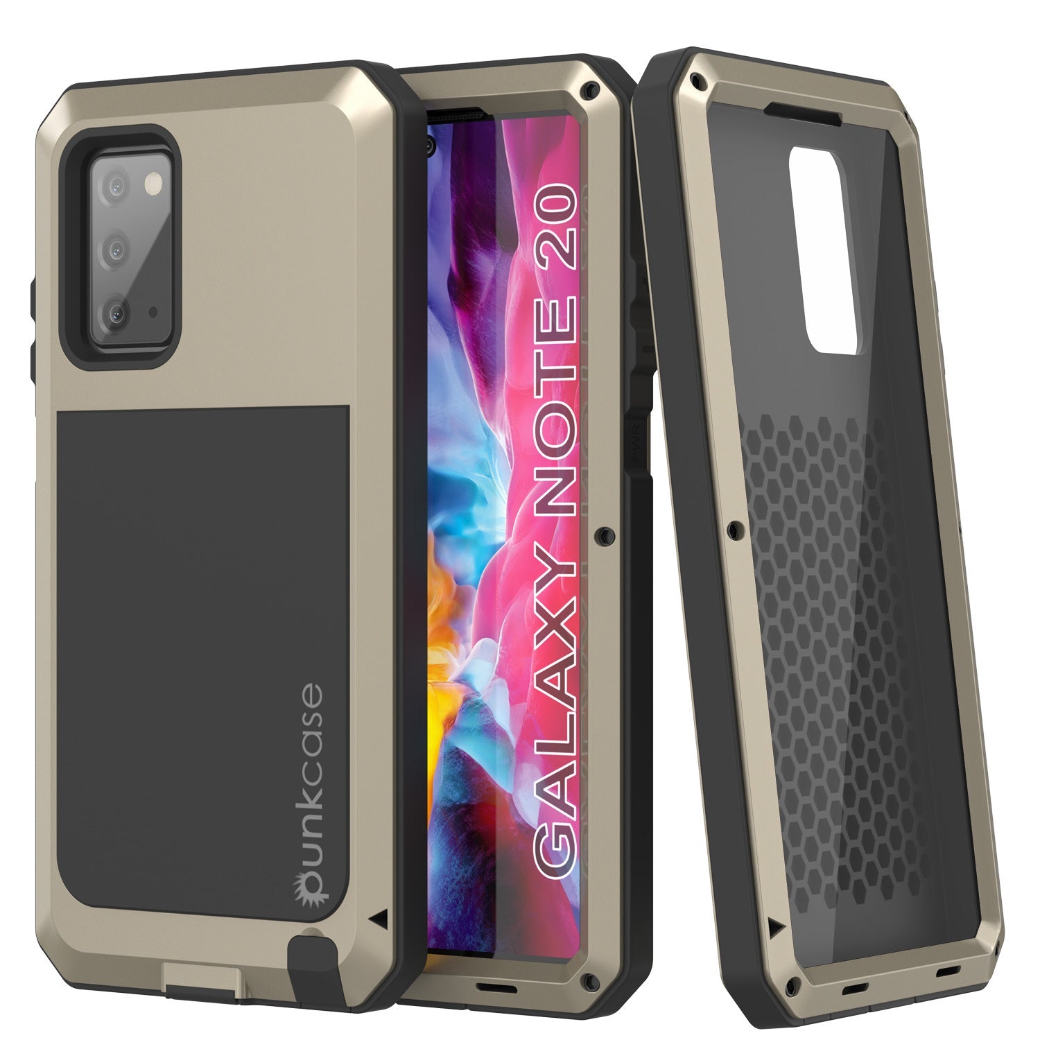 Capa Galaxy Note 20, Capa Metálica À Prova de Choque PUNKcase Slim Metal Armor [Ouro]