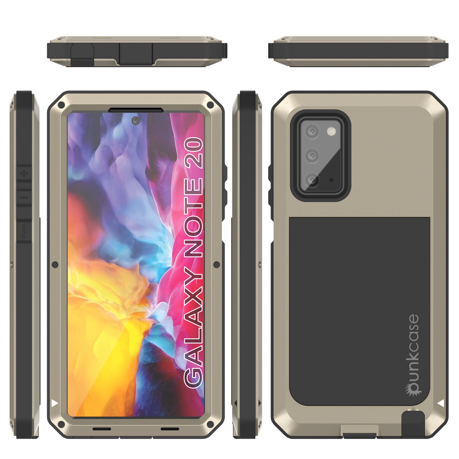 Capa Galaxy Note 20, Capa Metálica À Prova de Choque PUNKcase Slim Metal Armor [Ouro]