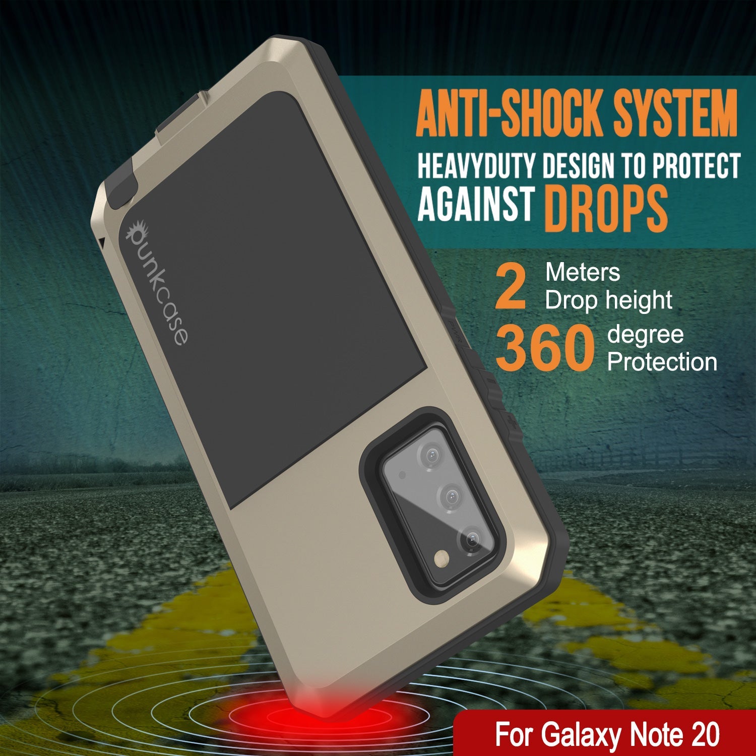 Capa Galaxy Note 20, Capa Metálica À Prova de Choque PUNKcase Slim Metal Armor [Ouro]