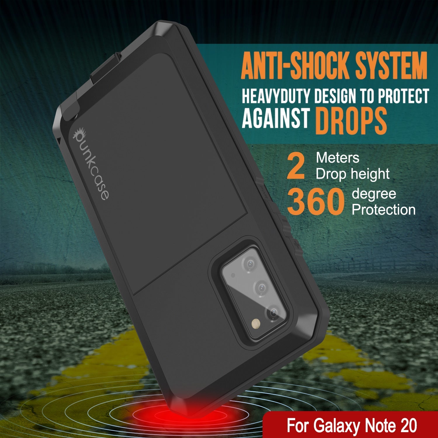 Capa Galaxy Note 20, PUNKcase Metálica Preta à Prova de Choque Slim Metal Armor [Preto]