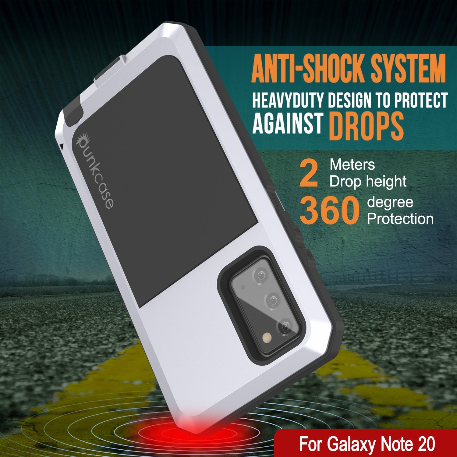 Capa Galaxy Note 20, PUNKcase Metálica Branca à Prova de Choque e Slim com Armadura de Metal [Branca]