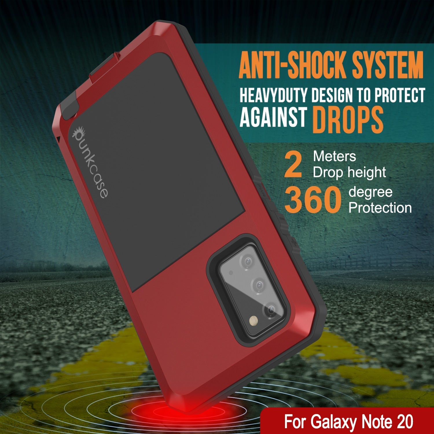 Capa Galaxy Note 20, Capa PUNKcase Metálica Vermelha à Prova de Choque Slim Metal Armor [Vermelha]