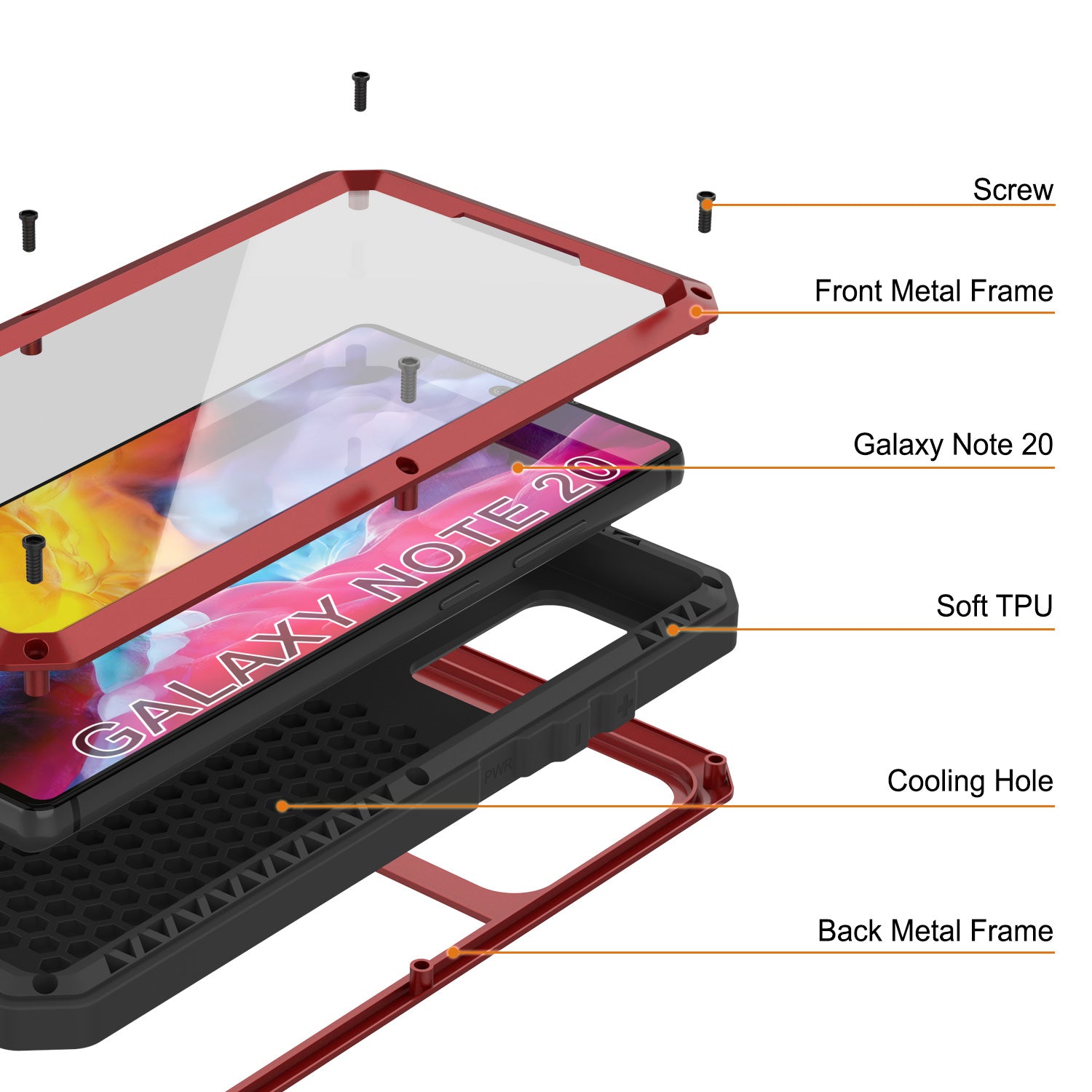 Capa Galaxy Note 20, Capa PUNKcase Metálica Vermelha à Prova de Choque Slim Metal Armor [Vermelha]
