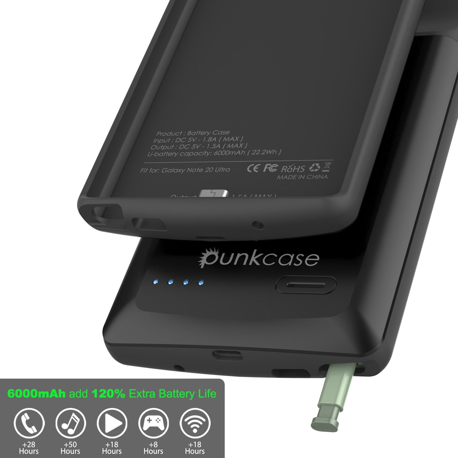 Carregador de bateria fina para Galaxy Note 20 Ultra 6000mAH [Preto]