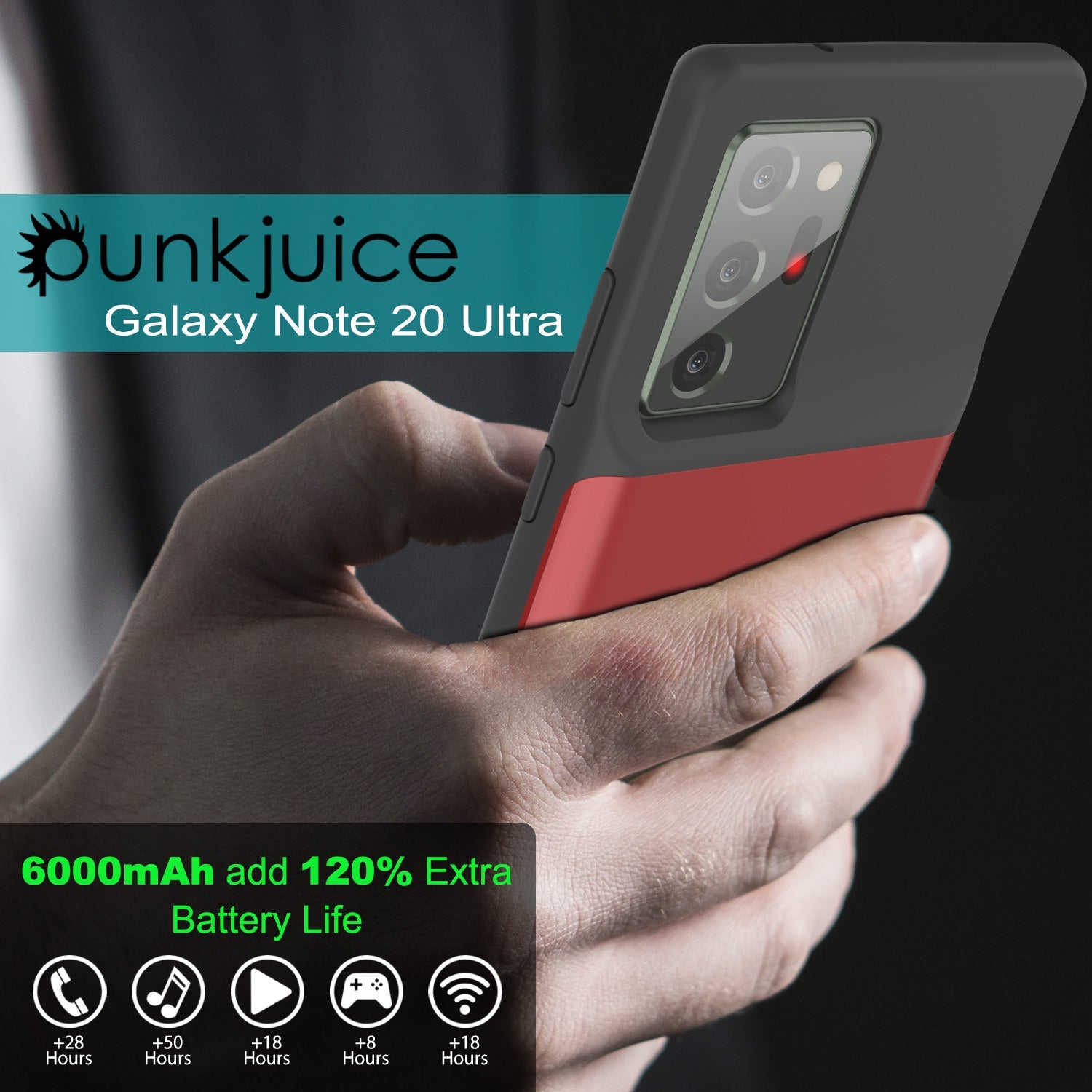Carregador de Bateria Slim para Galaxy Note 20 Ultra 6000mAH [Vermelho]