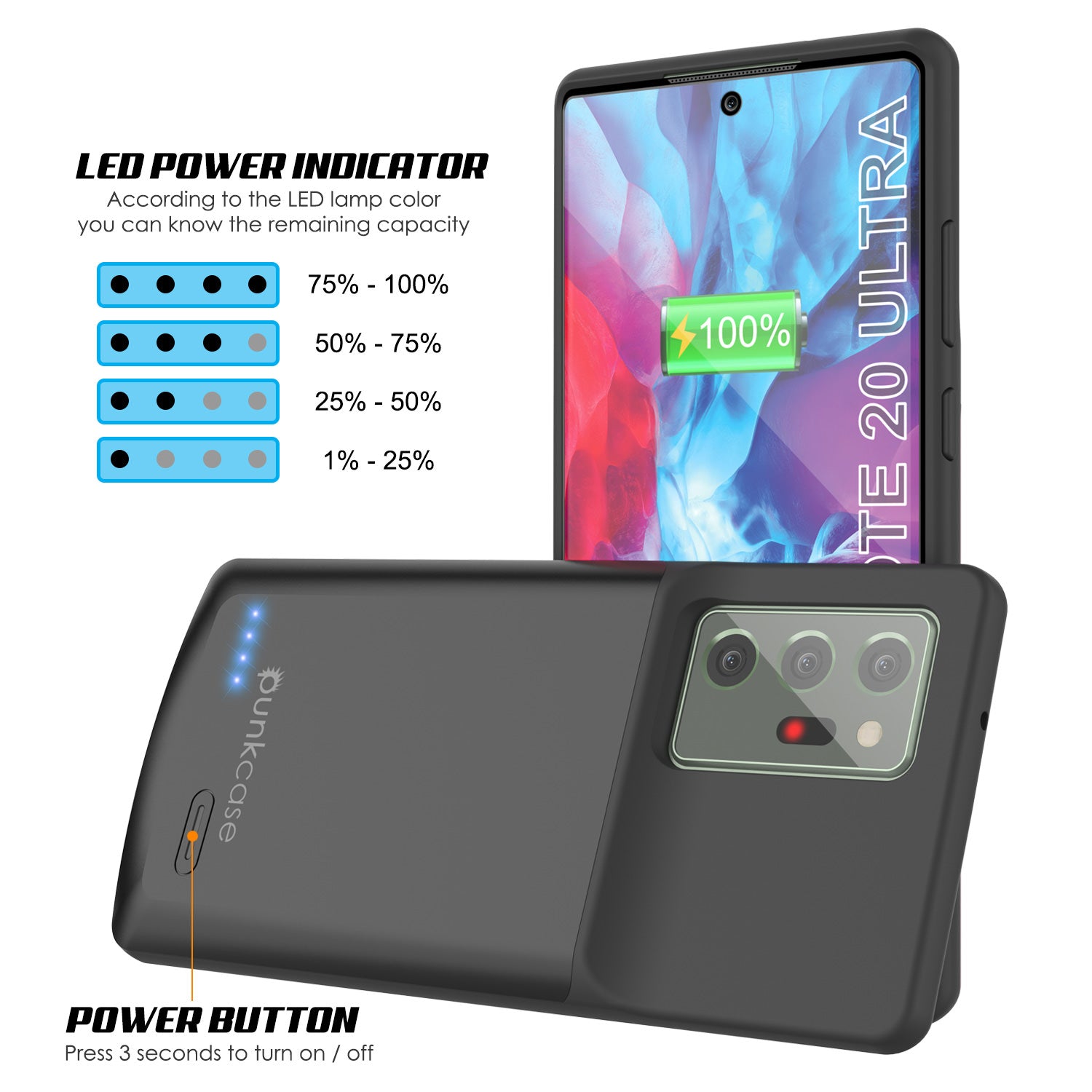 Carregador de bateria fina para Galaxy Note 20 Ultra 6000mAH [Preto]