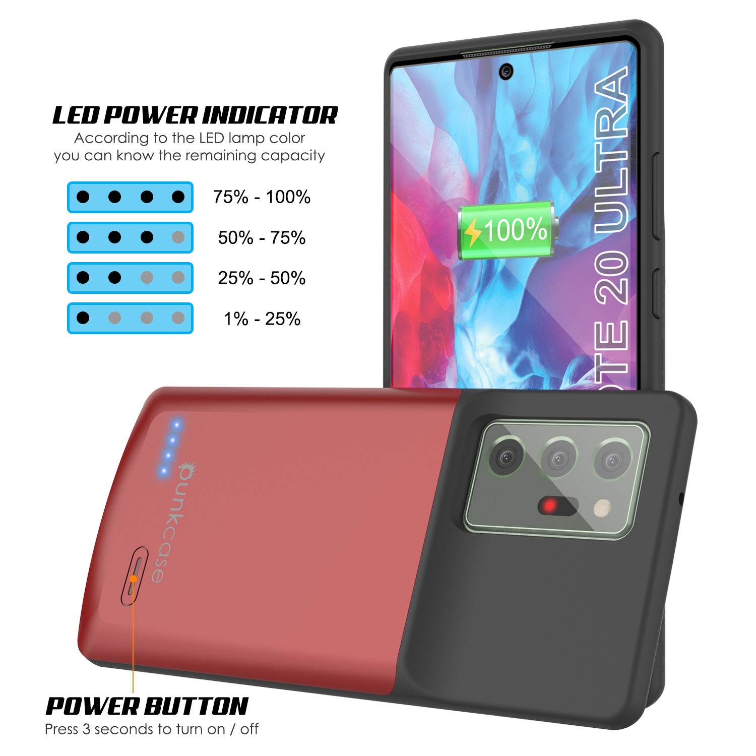 Carregador de Bateria Slim para Galaxy Note 20 Ultra 6000mAH [Vermelho]