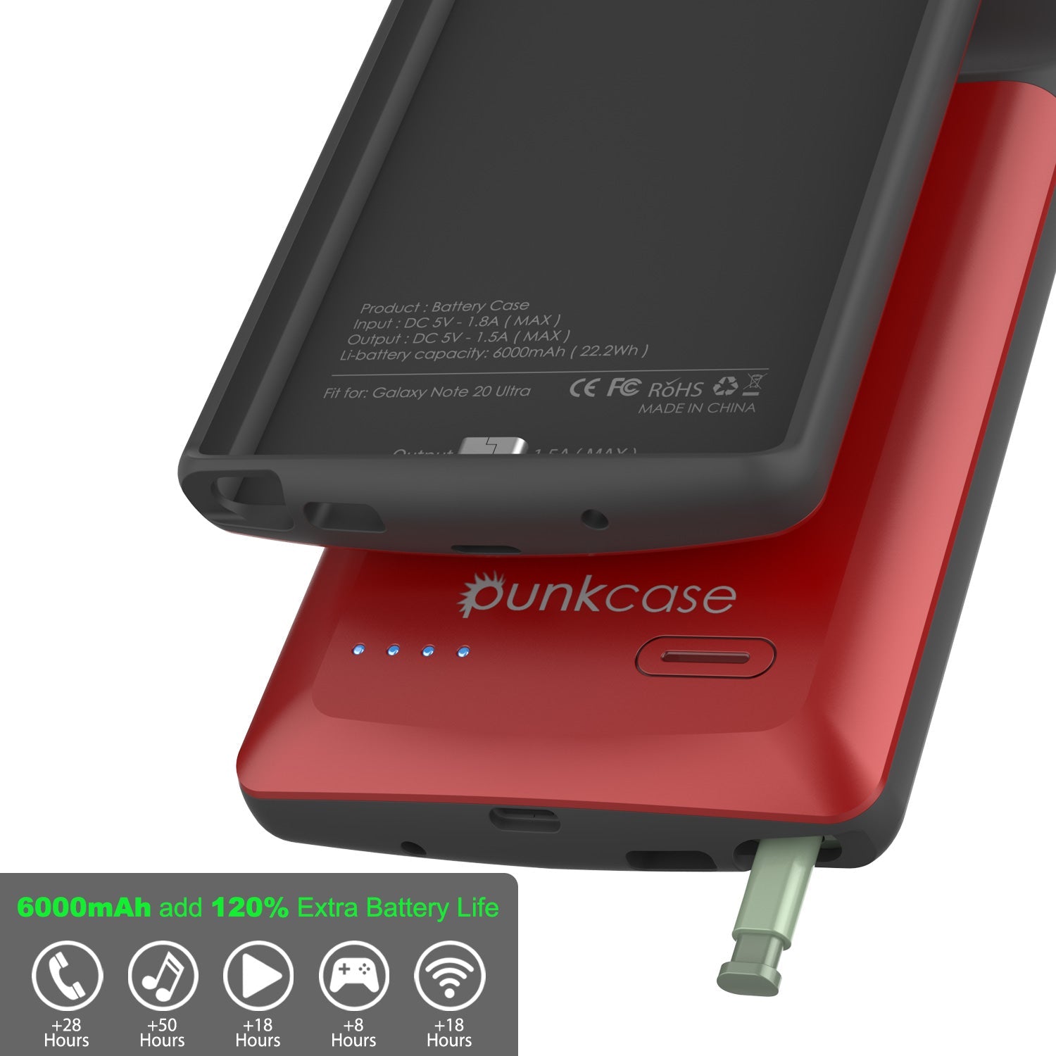 Carregador de Bateria Slim para Galaxy Note 20 Ultra 6000mAH [Vermelho]