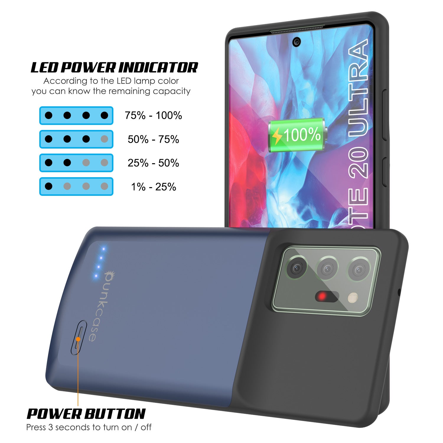 Carregador de bateria Slim para Galaxy Note 20 Ultra com 6000mAH [Azul]
