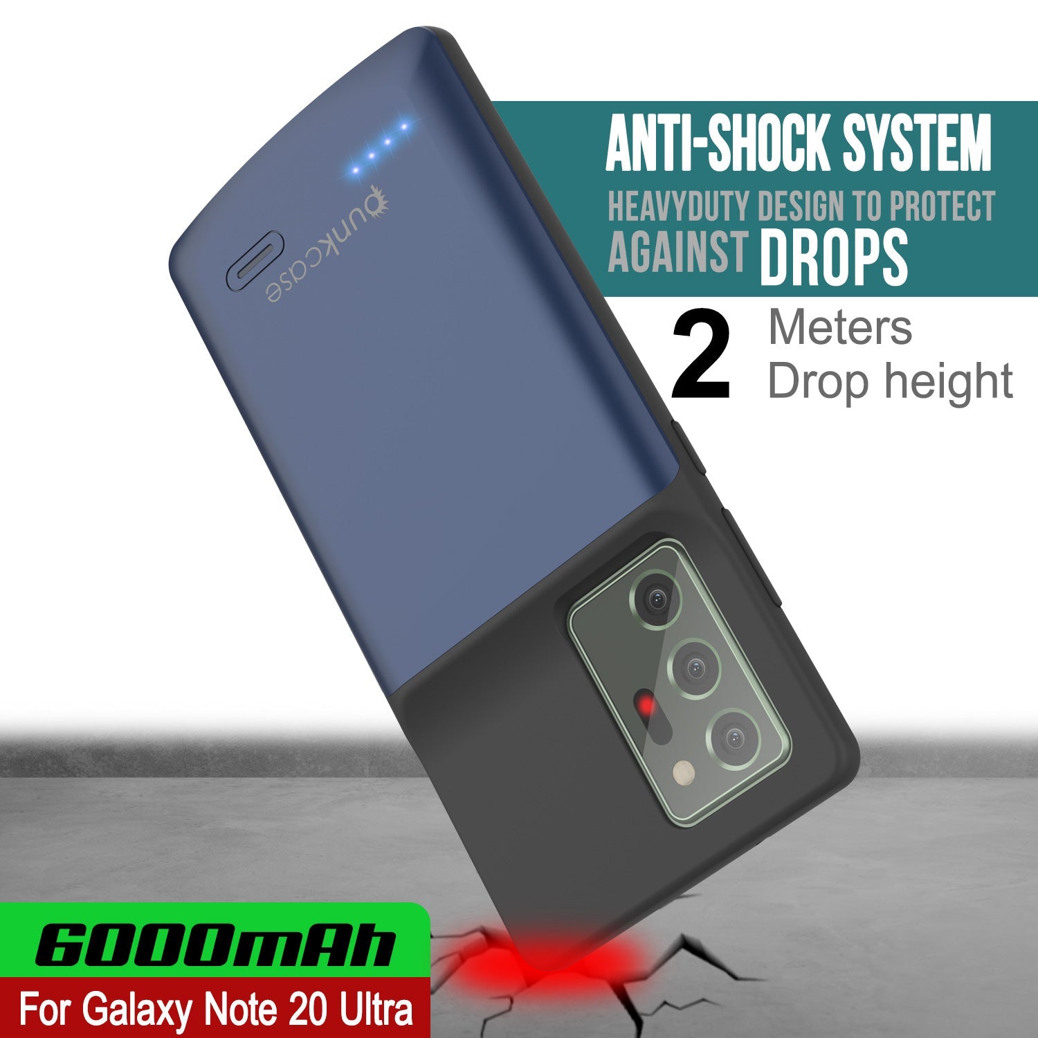 Carregador de bateria Slim para Galaxy Note 20 Ultra com 6000mAH [Azul]