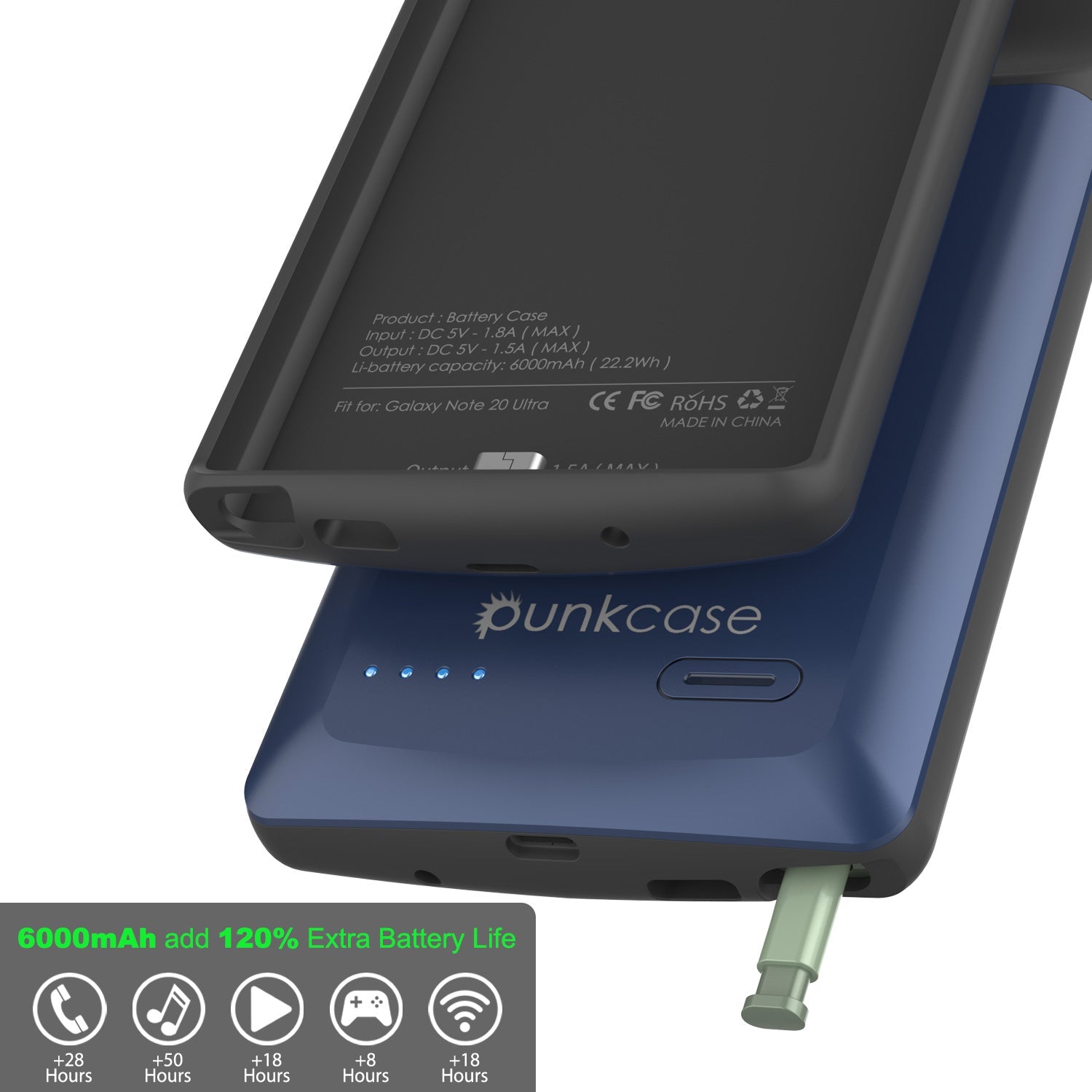 Carregador de bateria Slim para Galaxy Note 20 Ultra com 6000mAH [Azul]