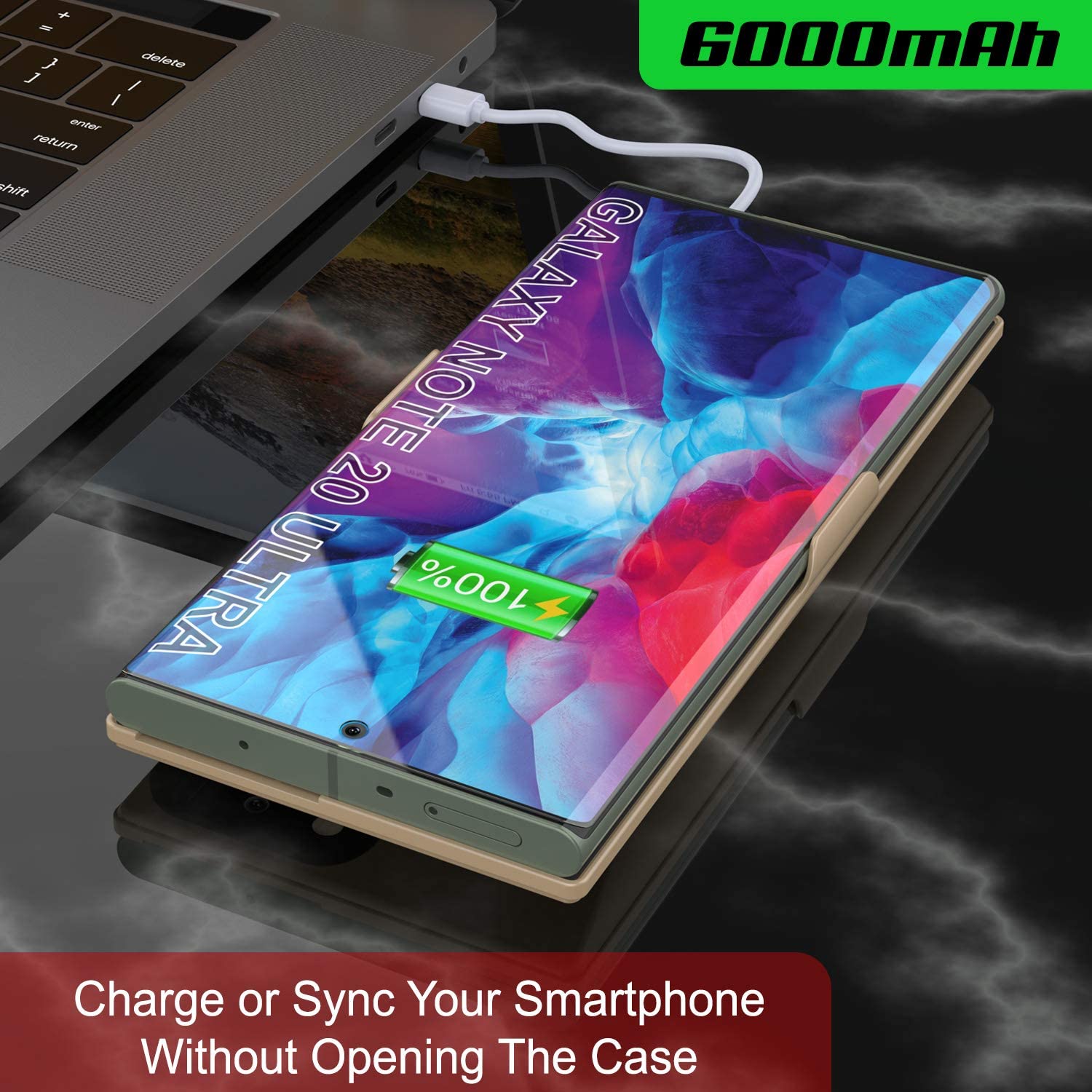 Carregador de bateria Galaxy Note 20 Ultra 6000mAH PunkJuice 2.0 Slim Case [Ouro]