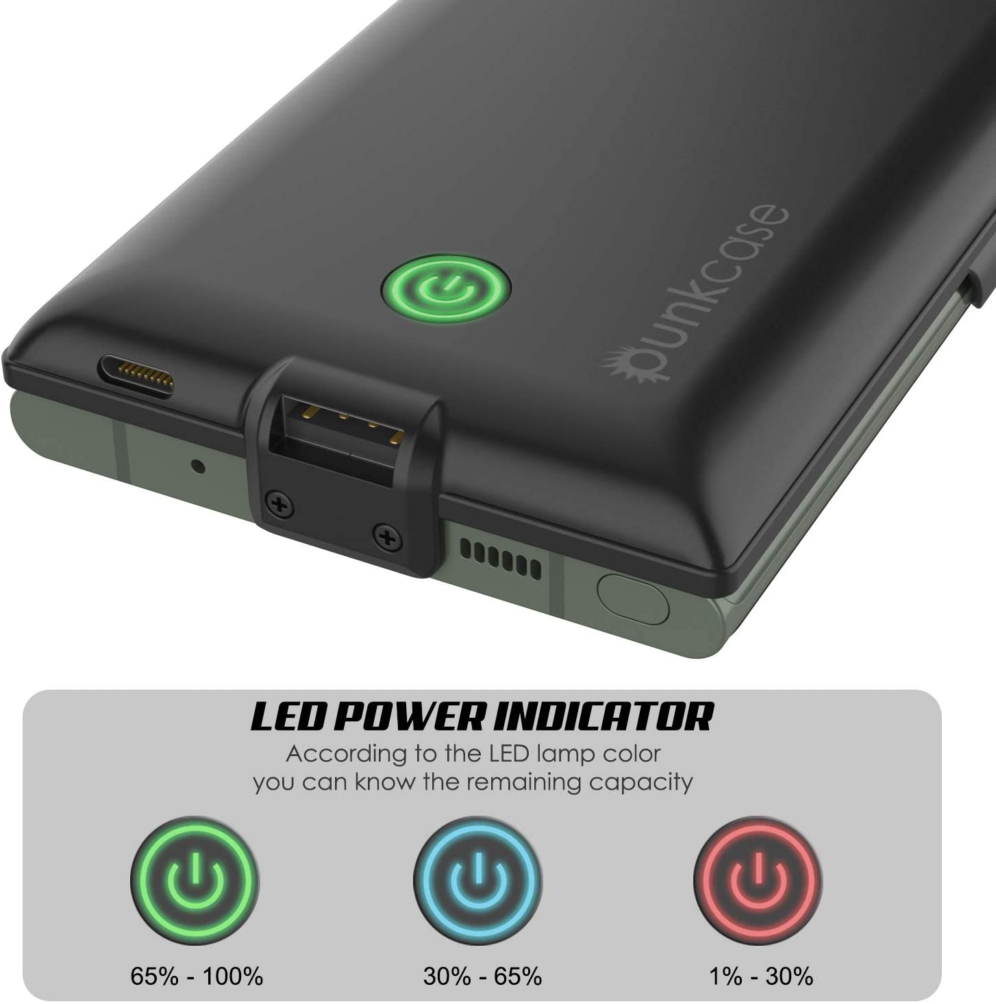 Carregador de bateria Galaxy Note 20 Ultra 6000mAH PunkJuice 2.0 Capa Slim [Preto]