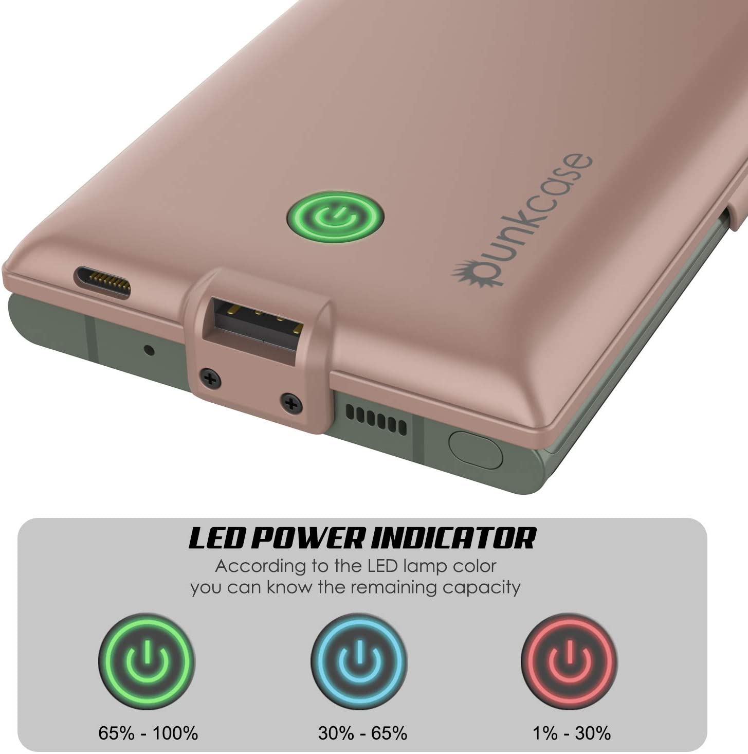 Carregador de bateria Galaxy Note 20 Ultra 6000mAh PunkJuice 2.0 Case Slim [Rose-Gold]
