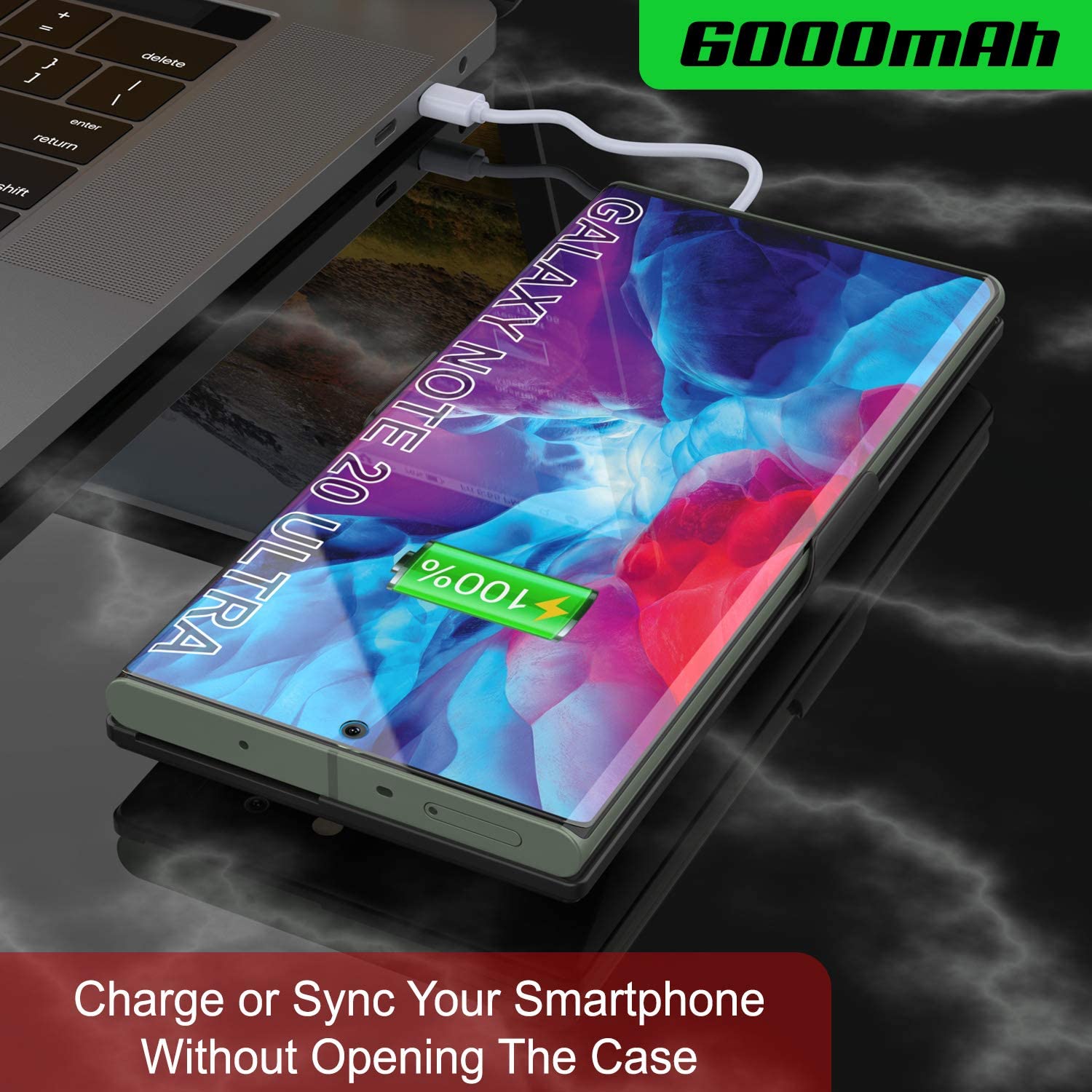 Carregador de bateria Galaxy Note 20 Ultra 6000mAH PunkJuice 2.0 Capa Slim [Preto]