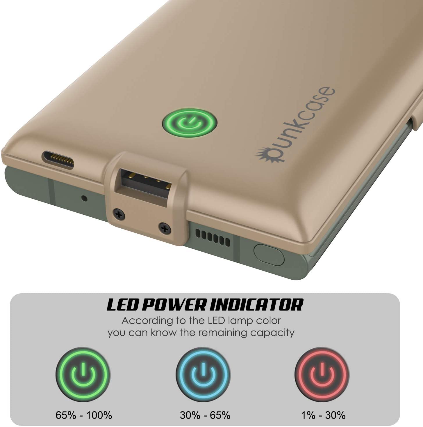 Carregador de bateria Galaxy Note 20 Ultra 6000mAH PunkJuice 2.0 Slim Case [Ouro]