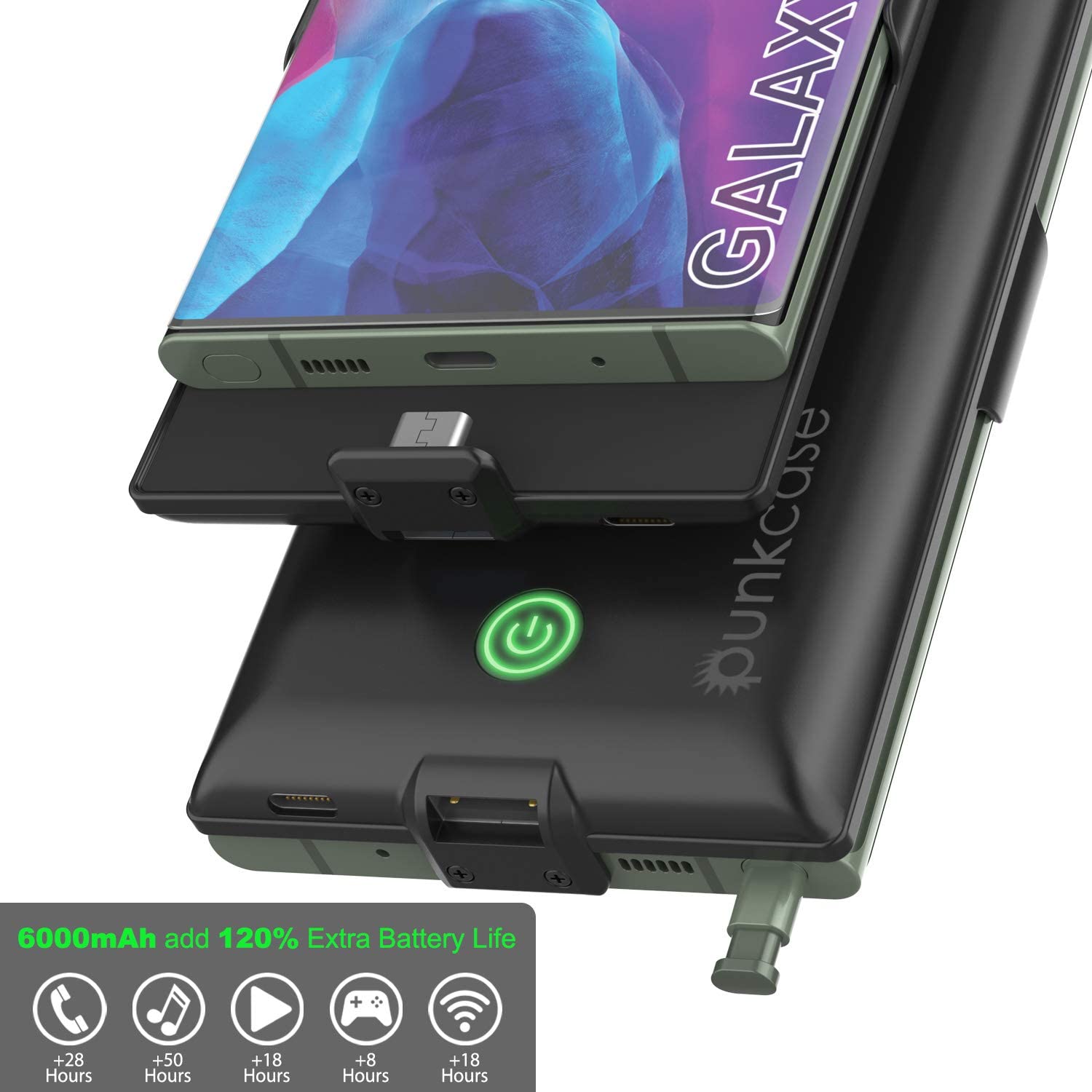 Carregador de bateria Galaxy Note 20 Ultra 6000mAH PunkJuice 2.0 Capa Slim [Preto]