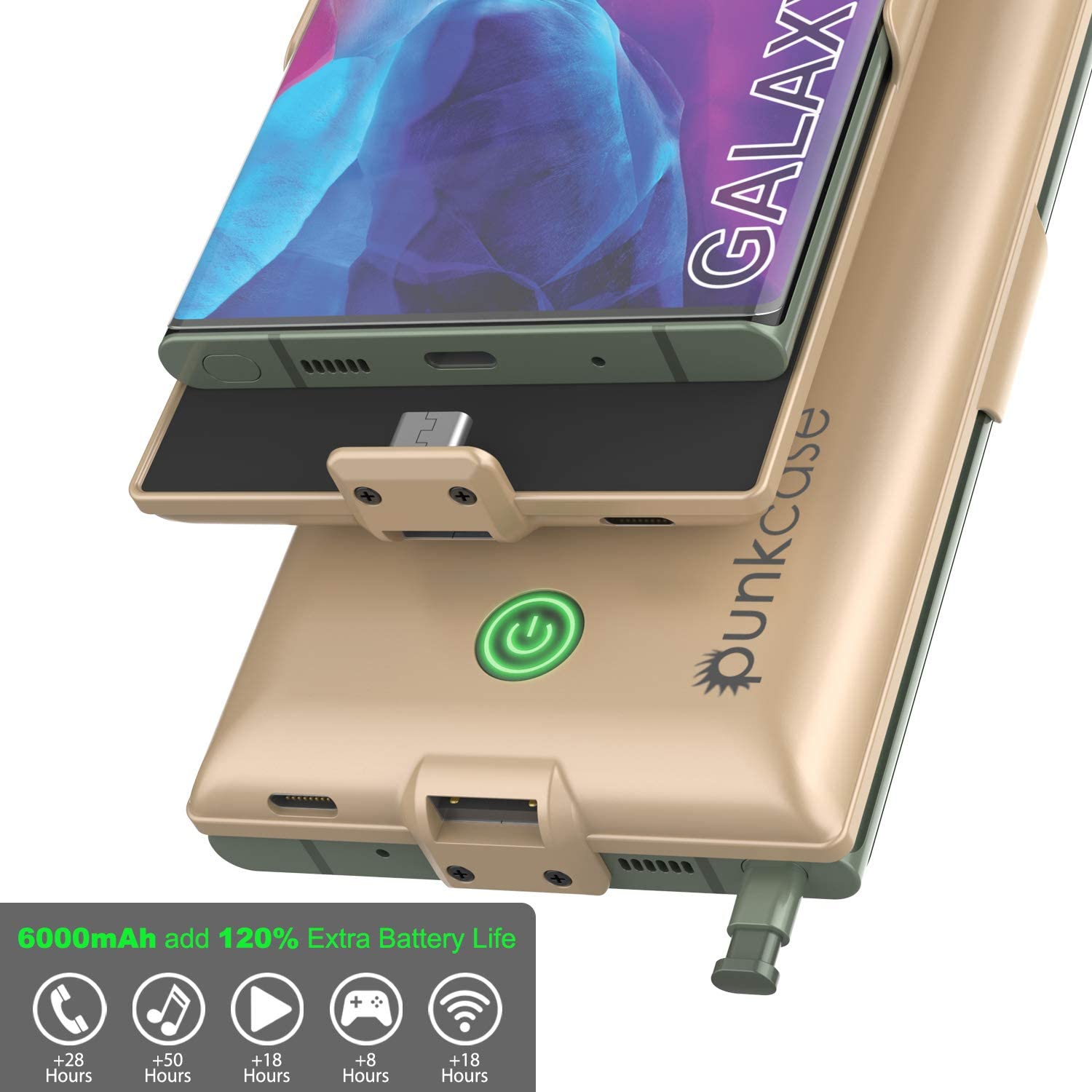 Carregador de bateria Galaxy Note 20 Ultra 6000mAH PunkJuice 2.0 Slim Case [Ouro]