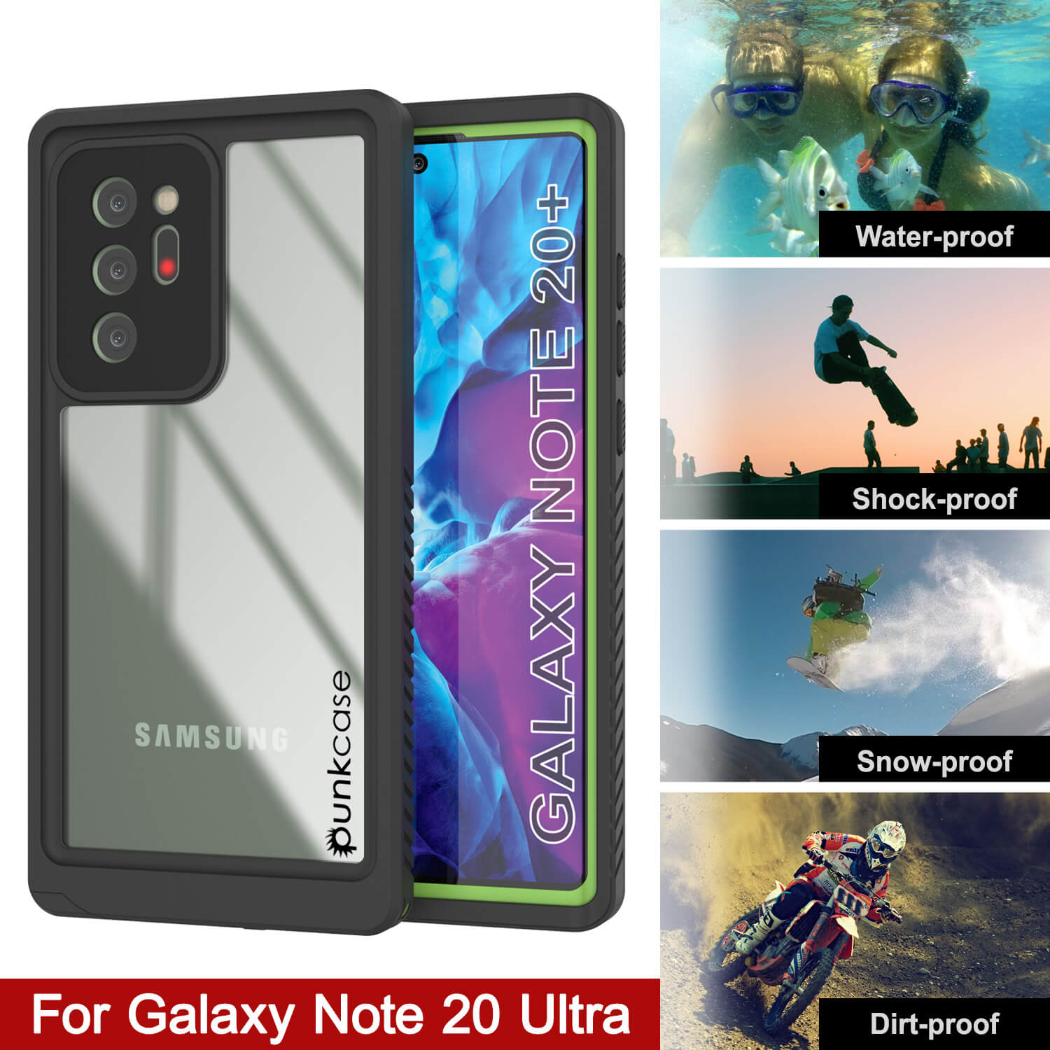 Capa Galaxy Note 20 Ultra, Punkcase [Série Extrema] Capa de Armadura com Protetor de Tela Integrado [Verde Claro]