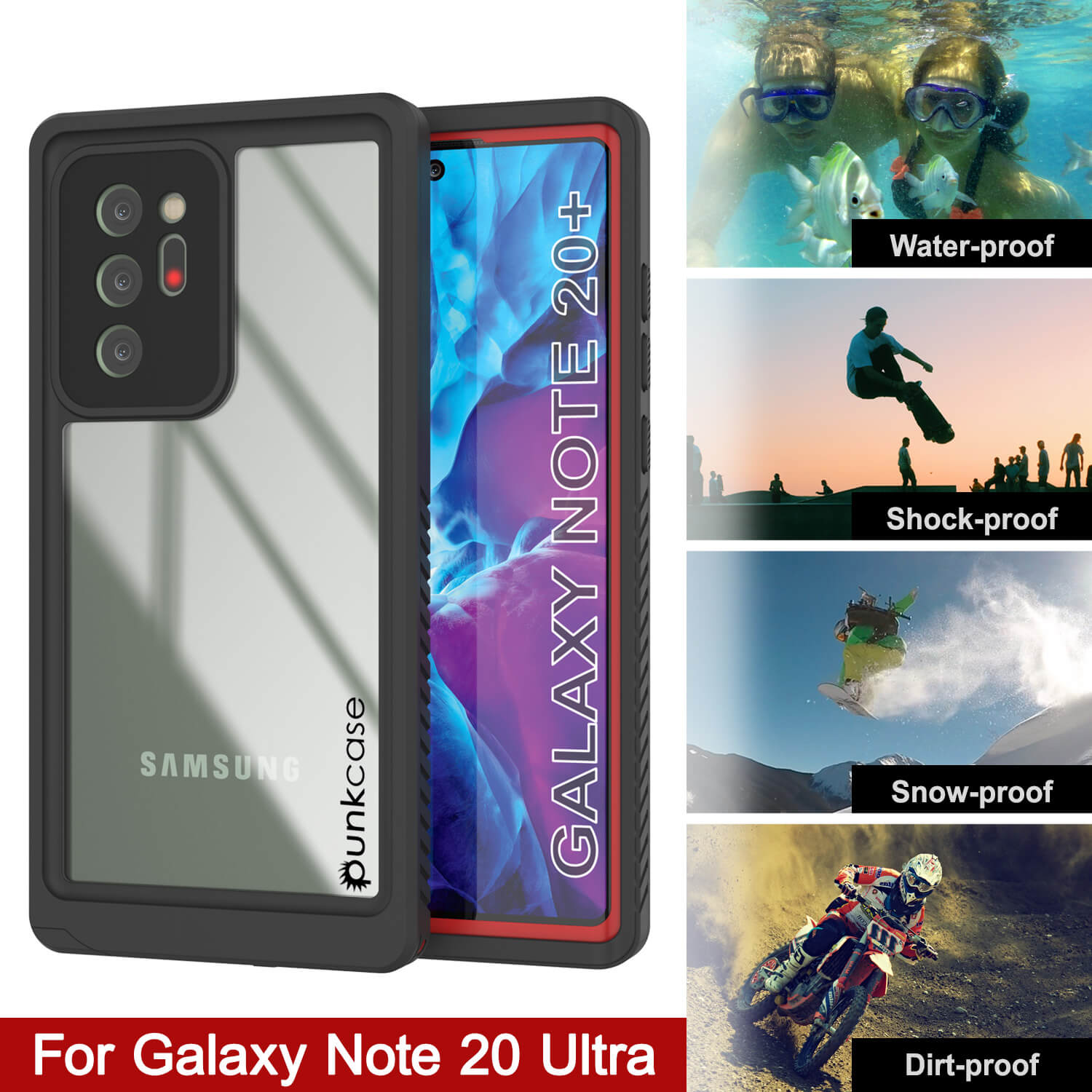 Capa Galaxy Note 20 Ultra, Punkcase [Série Extrema] Capa de Armadura com Protetor de Tela Integrado [Vermelho]