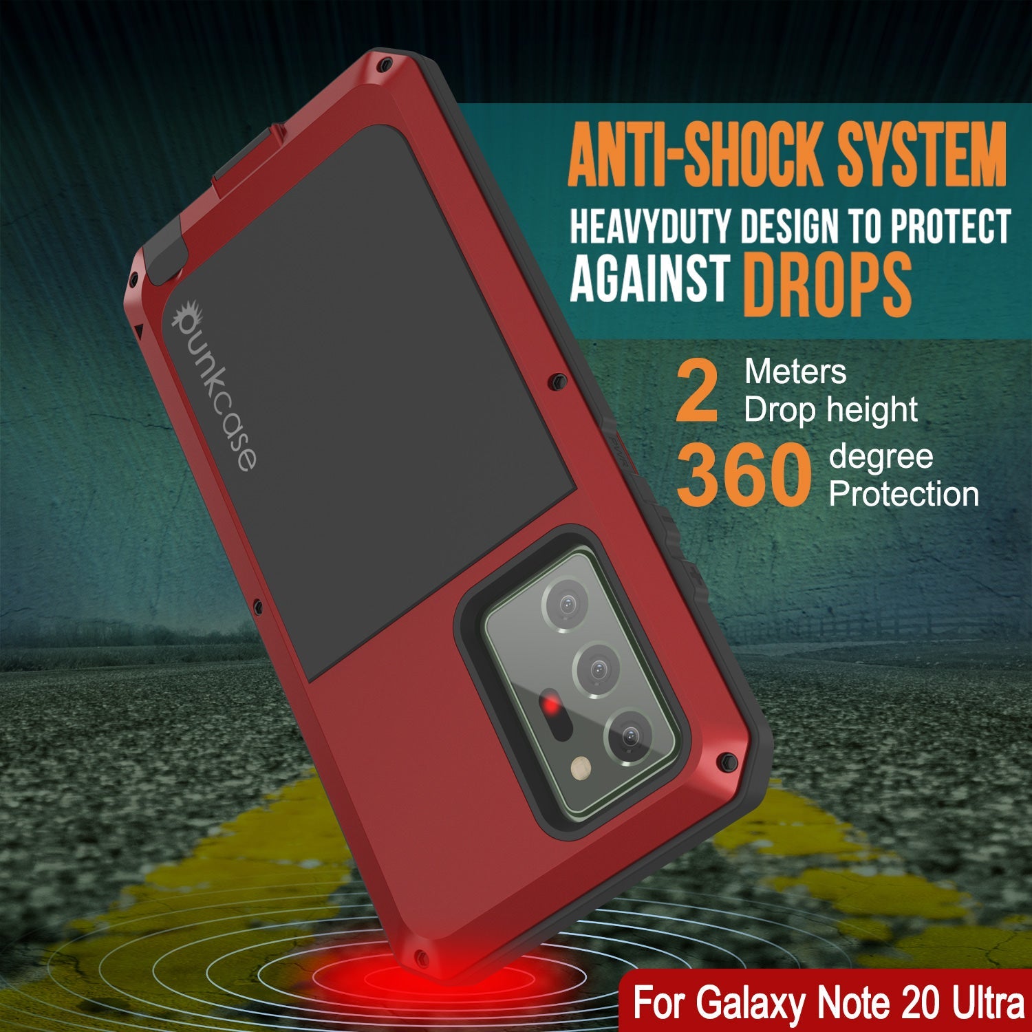 Capa Galaxy Note 20 Ultra, Capa metálica à prova de choque PUNKcase Slim Metal Armor [vermelha]