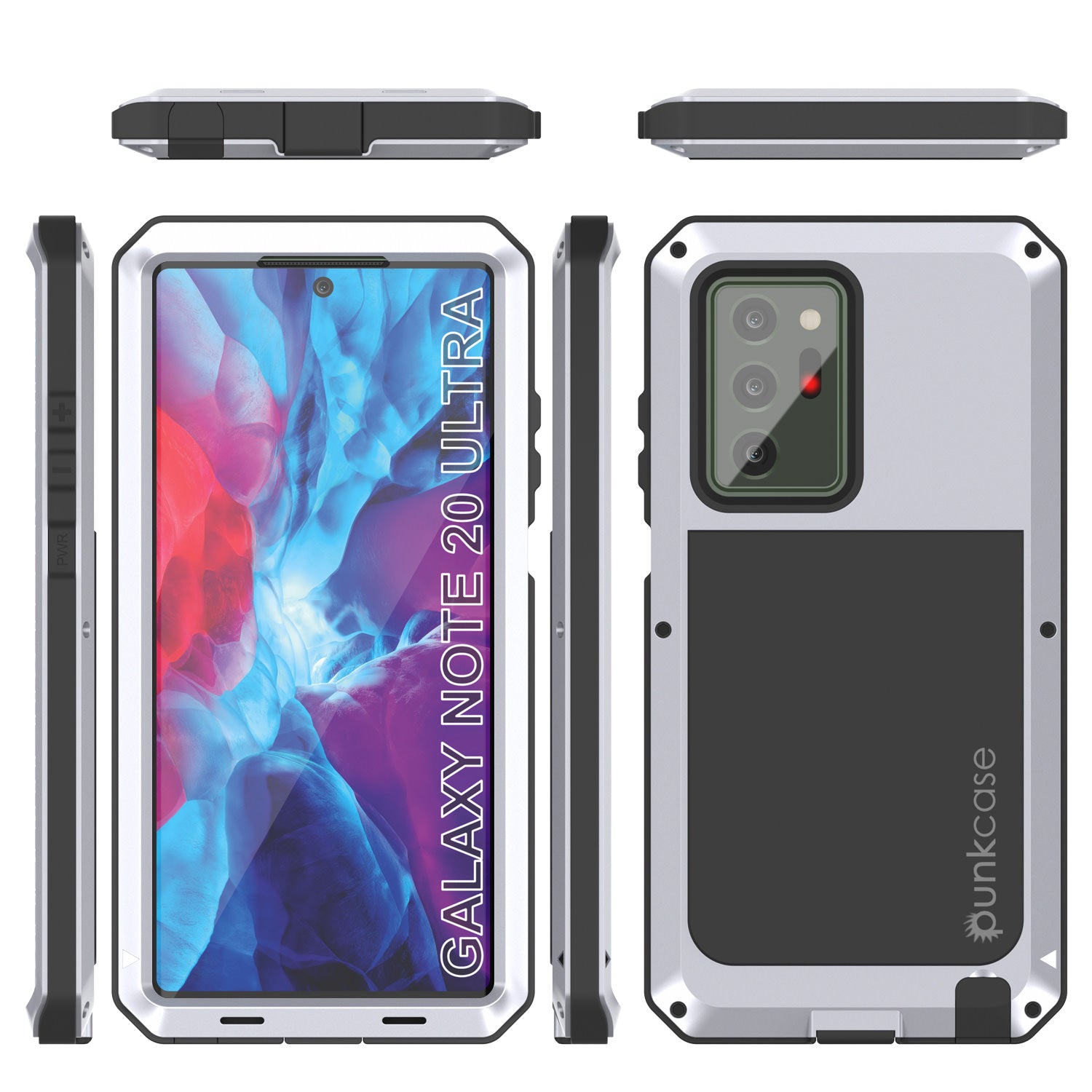 Capa Galaxy Note 20 Ultra, Capa PUNKcase Metálica Branca à Prova de Choque - Capa de Armadura Metálica Fina [Branco]