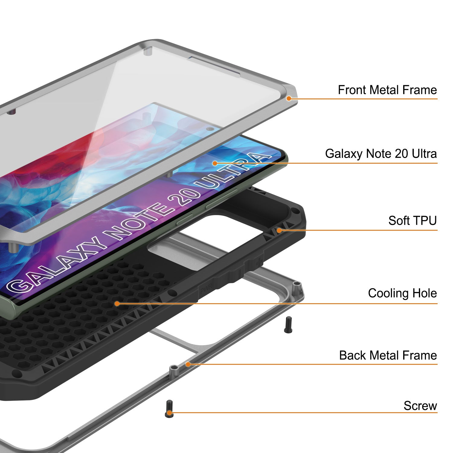 Capa Galaxy Note 20 Ultra, Capa PUNKcase Metálica Prateada à Prova de Choque Slim Metal Armor [Prateado]