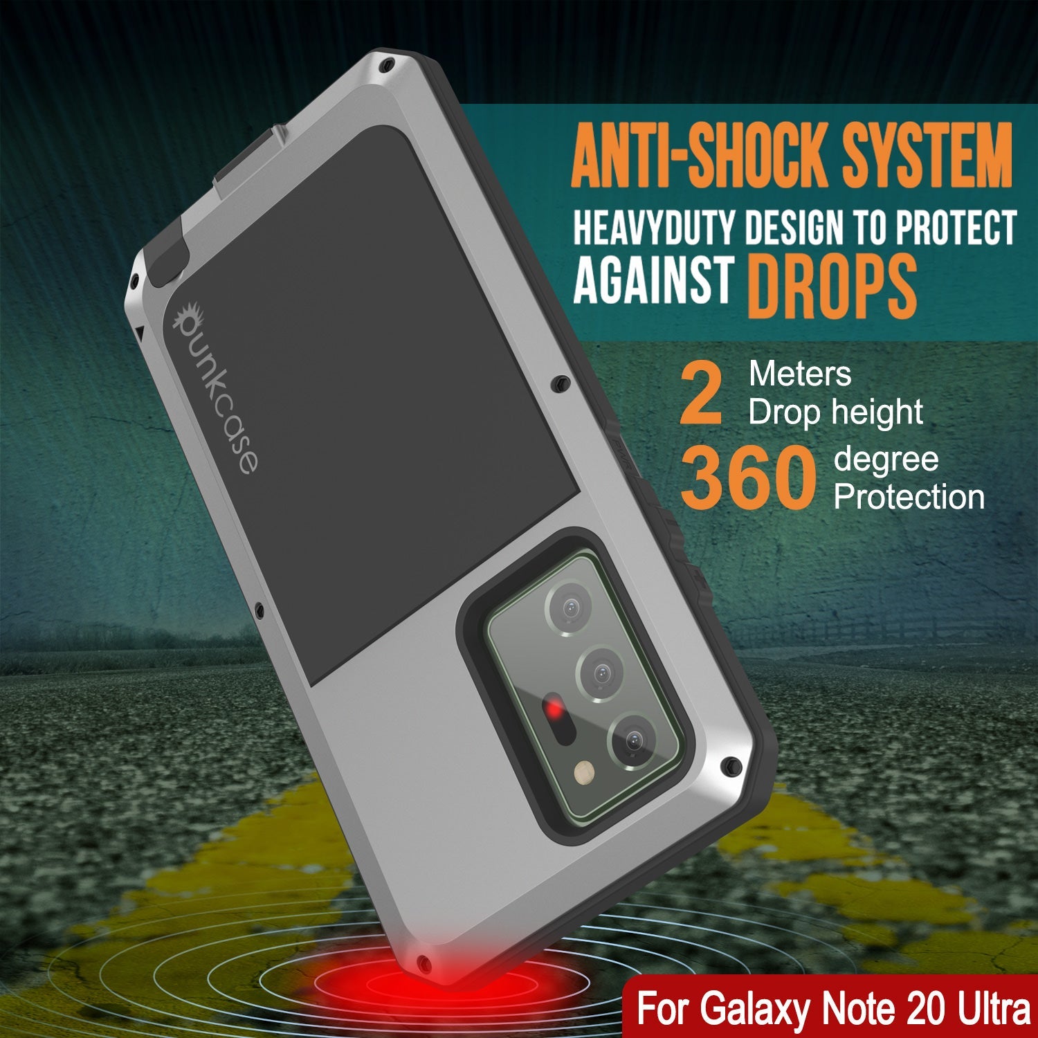 Capa Galaxy Note 20 Ultra, Capa PUNKcase Metálica Prateada à Prova de Choque Slim Metal Armor [Prateado]