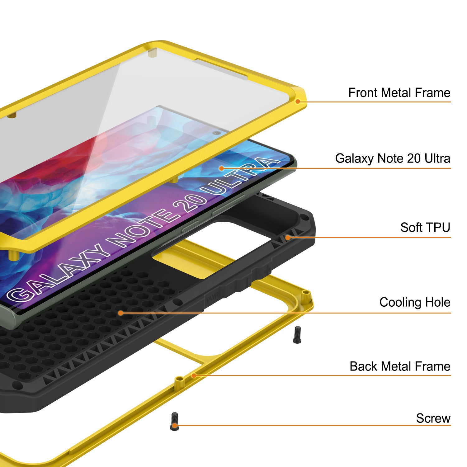 Capa Galaxy Note 20 Ultra, Capa PUNKcase Metálica Neon à Prova de Choque Fina Armadura de Metal [Neon]