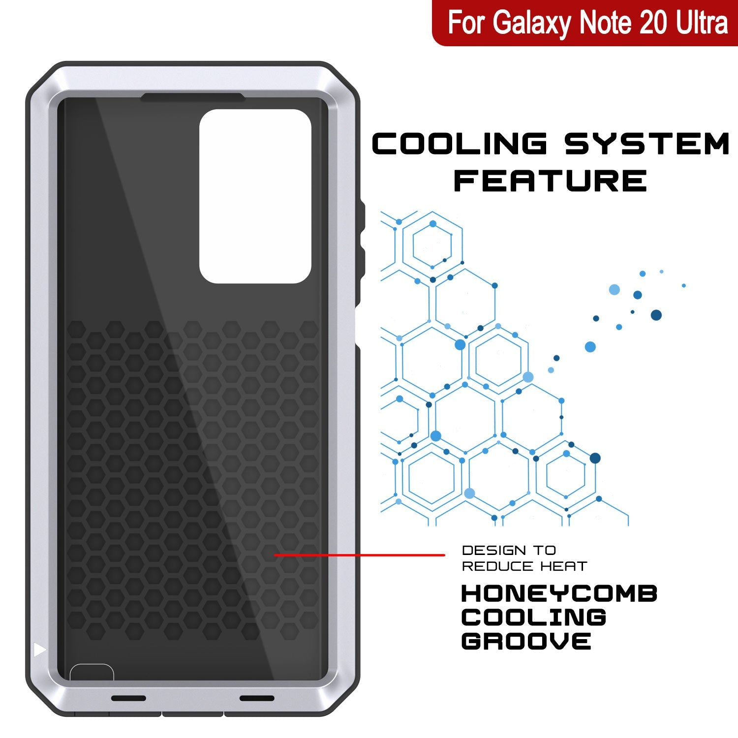 Capa Galaxy Note 20 Ultra, Capa PUNKcase Metálica Branca à Prova de Choque - Capa de Armadura Metálica Fina [Branco]